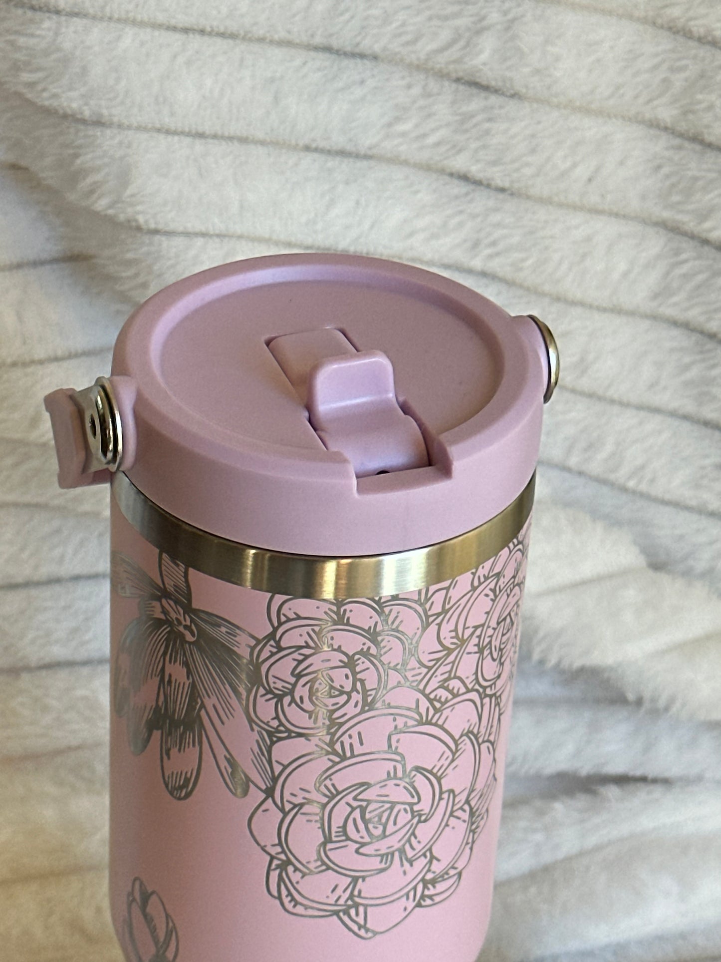 30oz Lavender Succulent Tumbler With Flip Straw