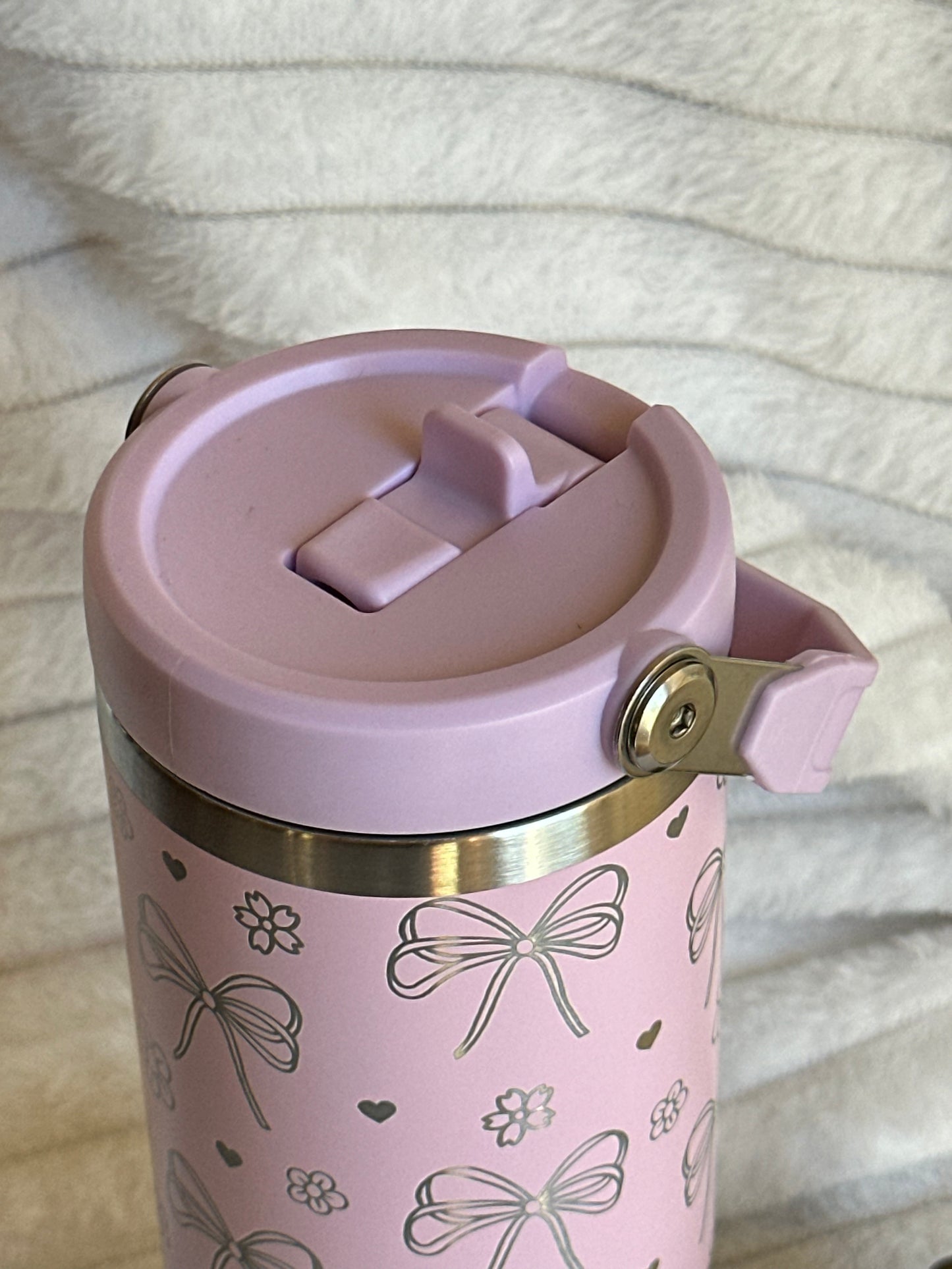 30oz Lavender Flip Straw Tumbler with Bows and Flowers