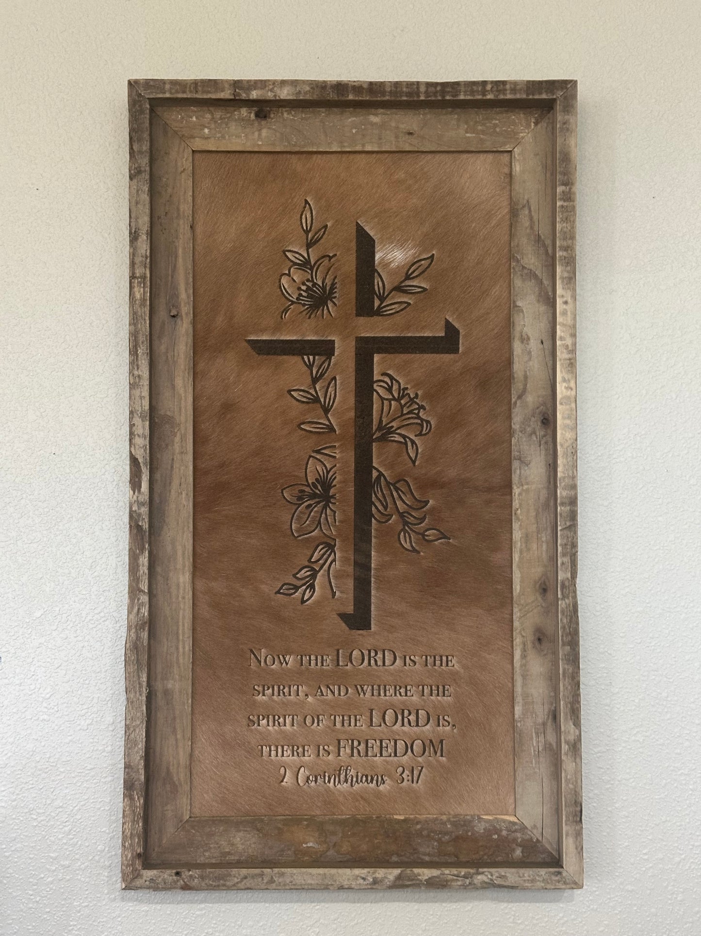 Large Engraved Cowhide Picture