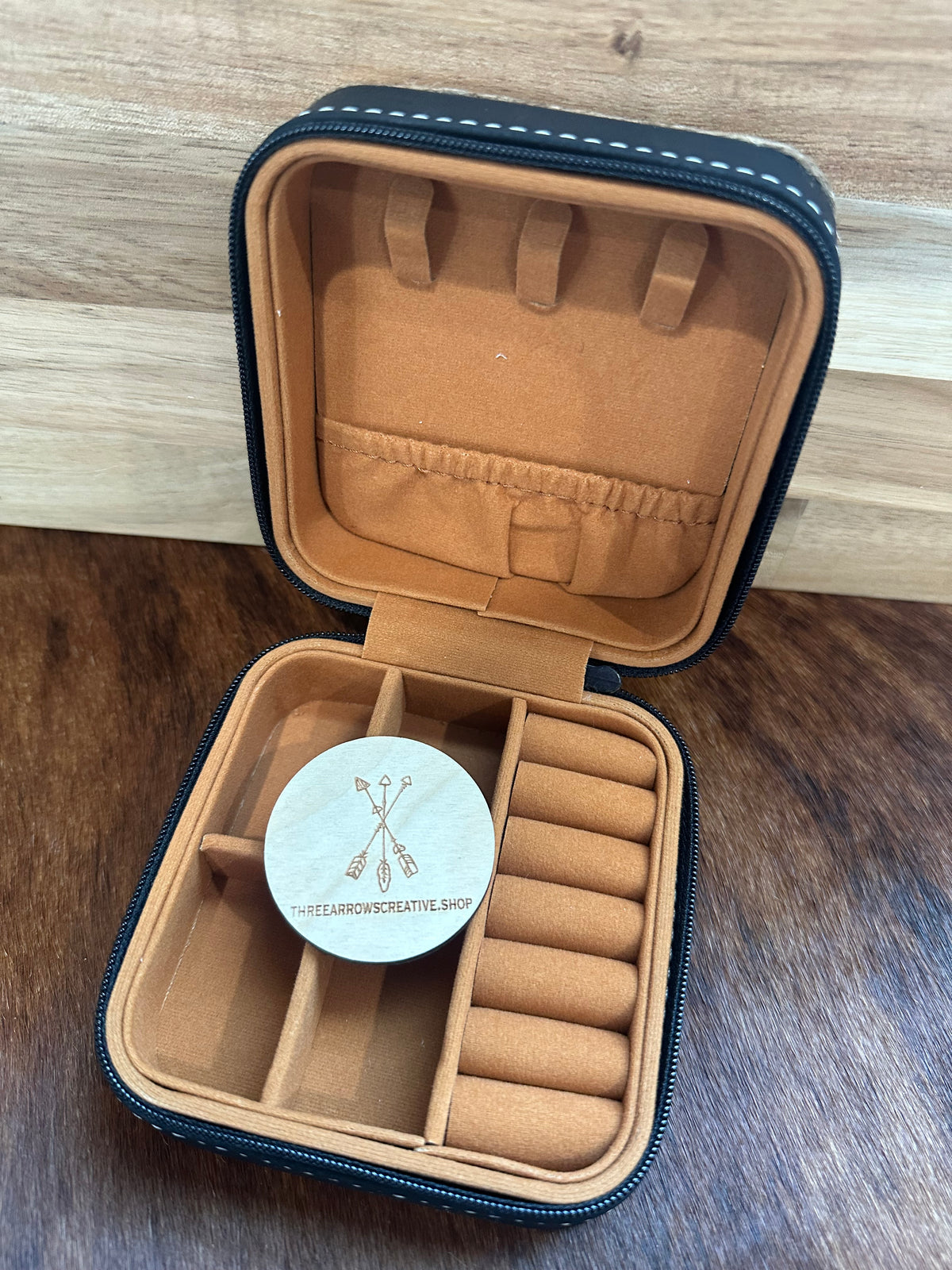 Black Cowhide Cowgirl Jewelry Box