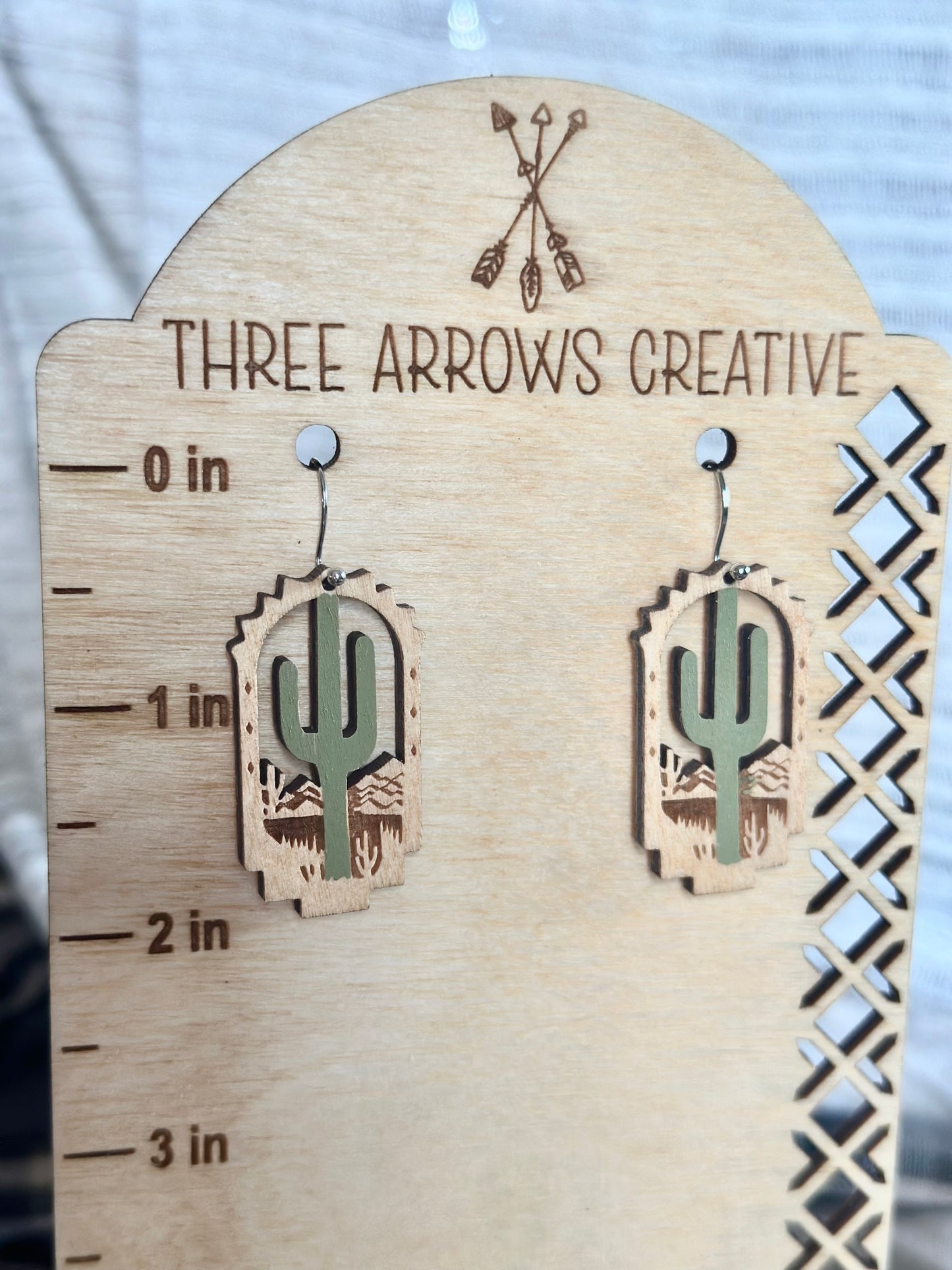 Desert Dream Wood Cactus Earrings