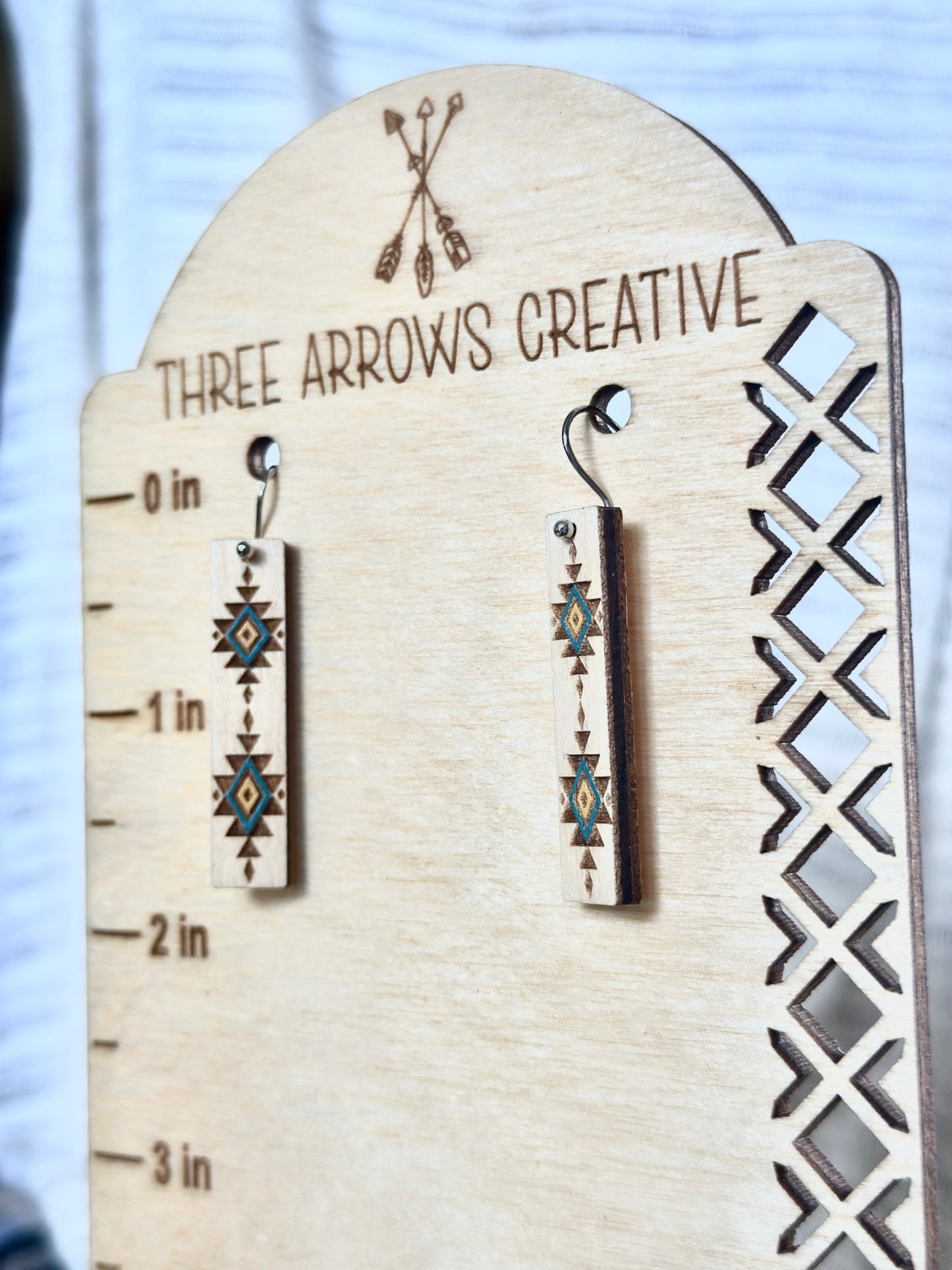 Desert Glyphs Wooden Bar Earrings