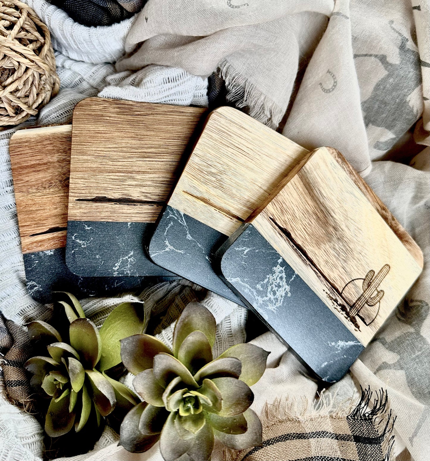 Desert Scene Marble Coaster Set