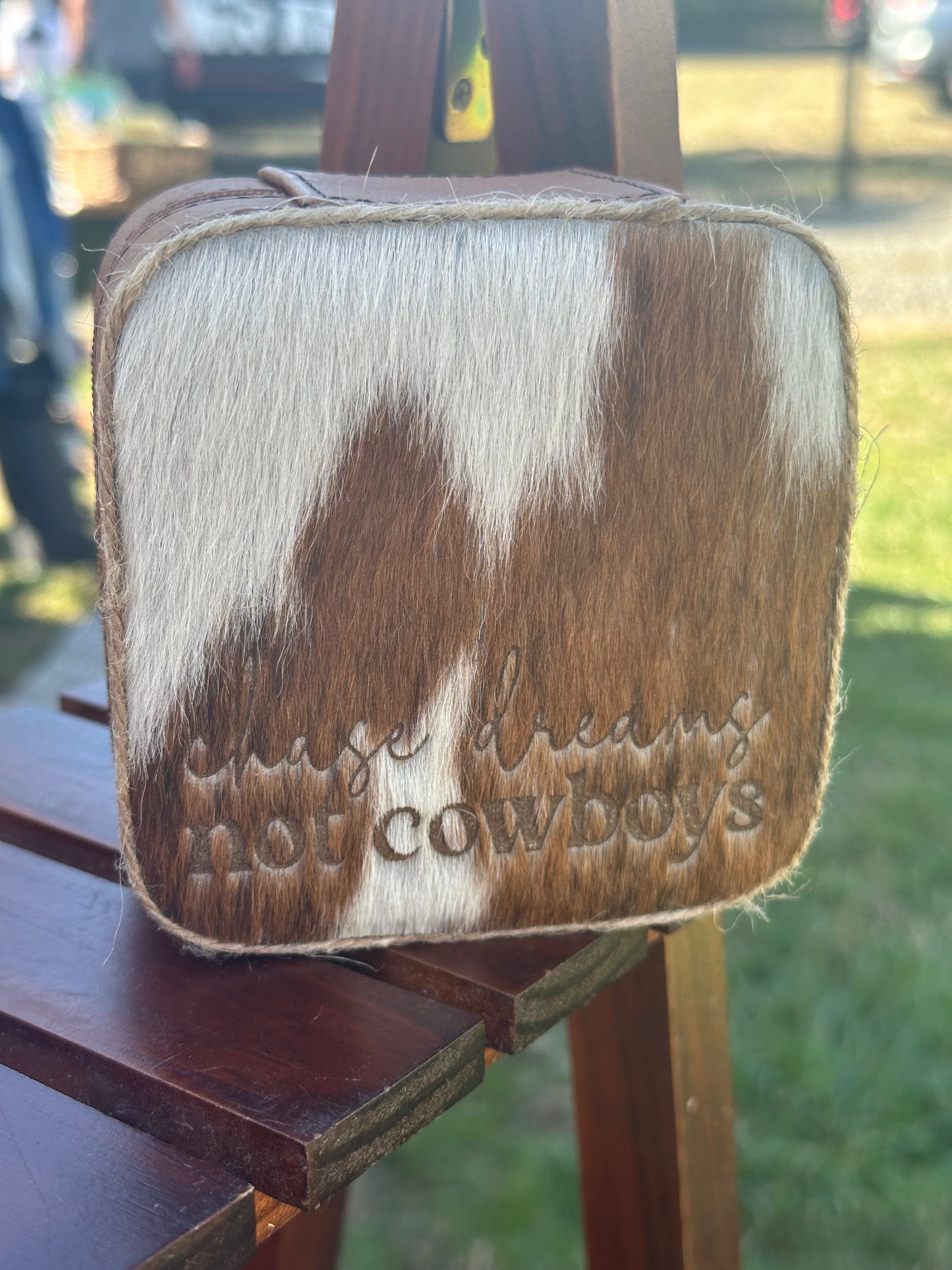 Brown Small Chase Dreams Not Cowboys Travel Jewelry Box