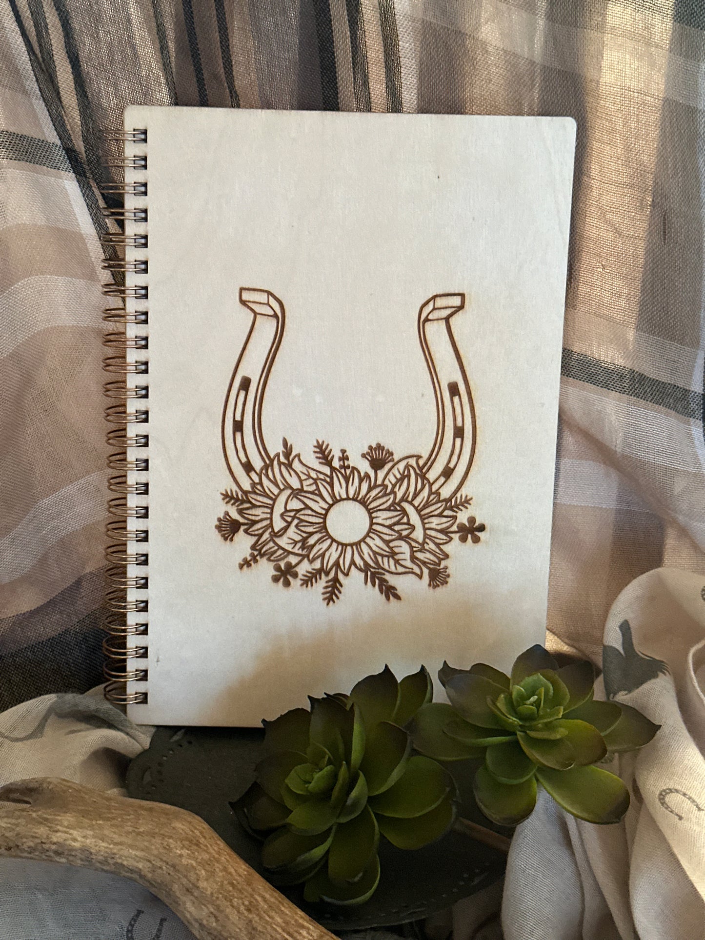 Horseshoe Wood Covered Notebook