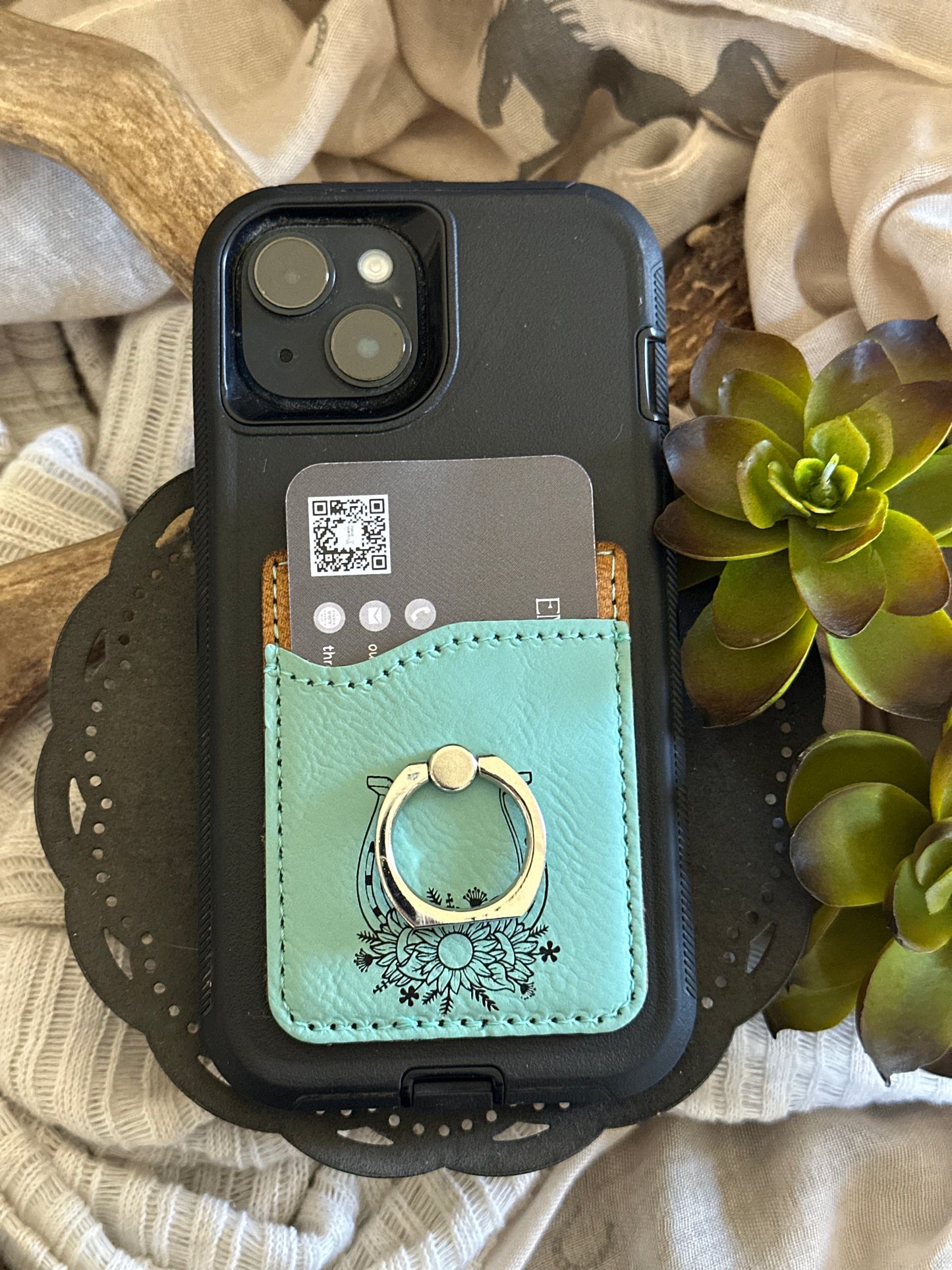 Horseshoe Phone Wallet with Silver Ring
