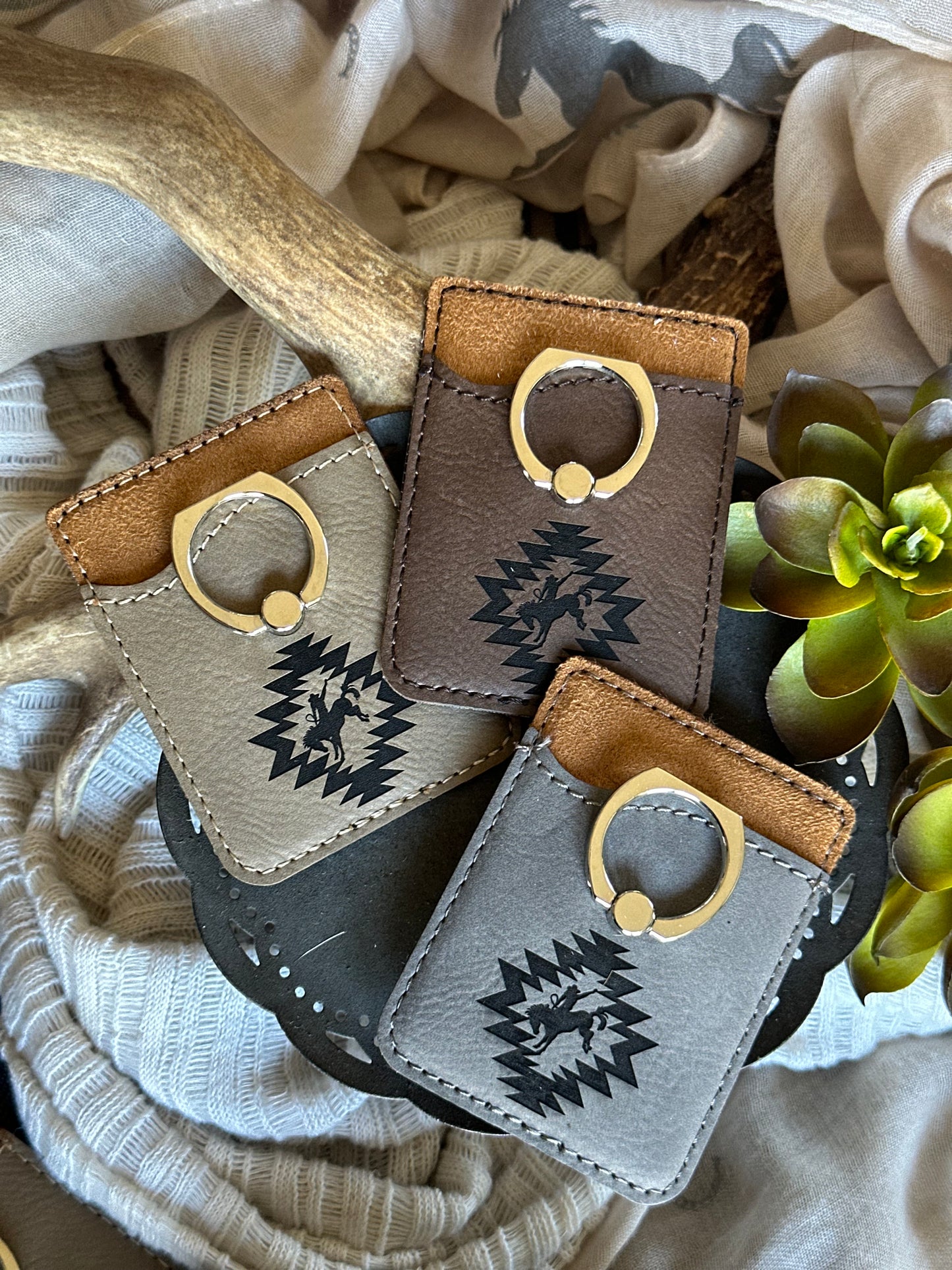 Bronc Riding Phone Wallet With Ring