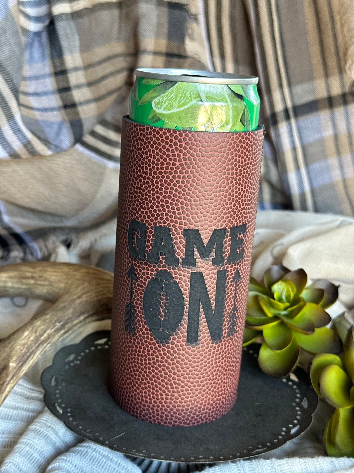 Game On Football Tall SKINNY Coozie