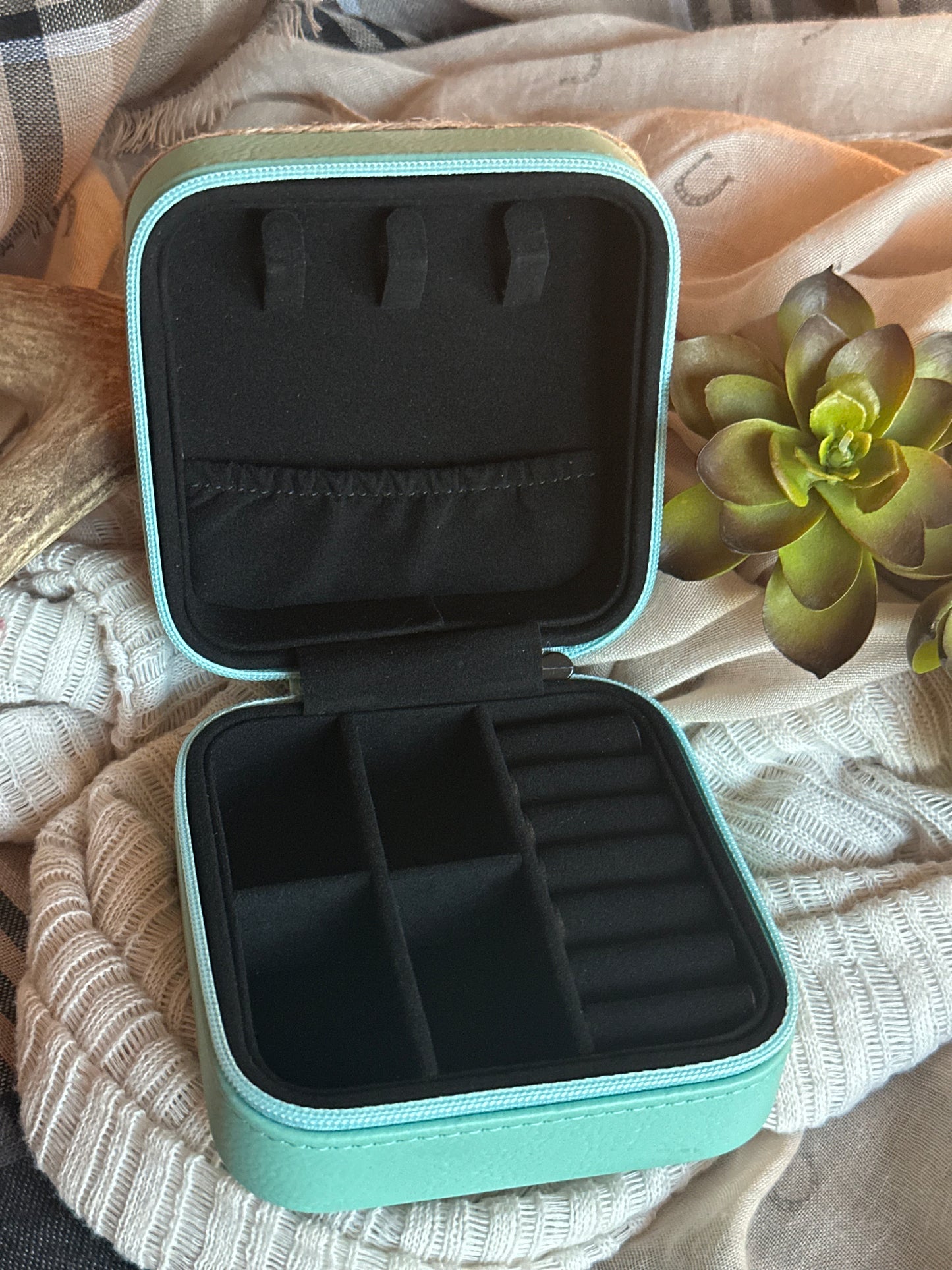 Cowboy Boot Small Teal Jewelry Box