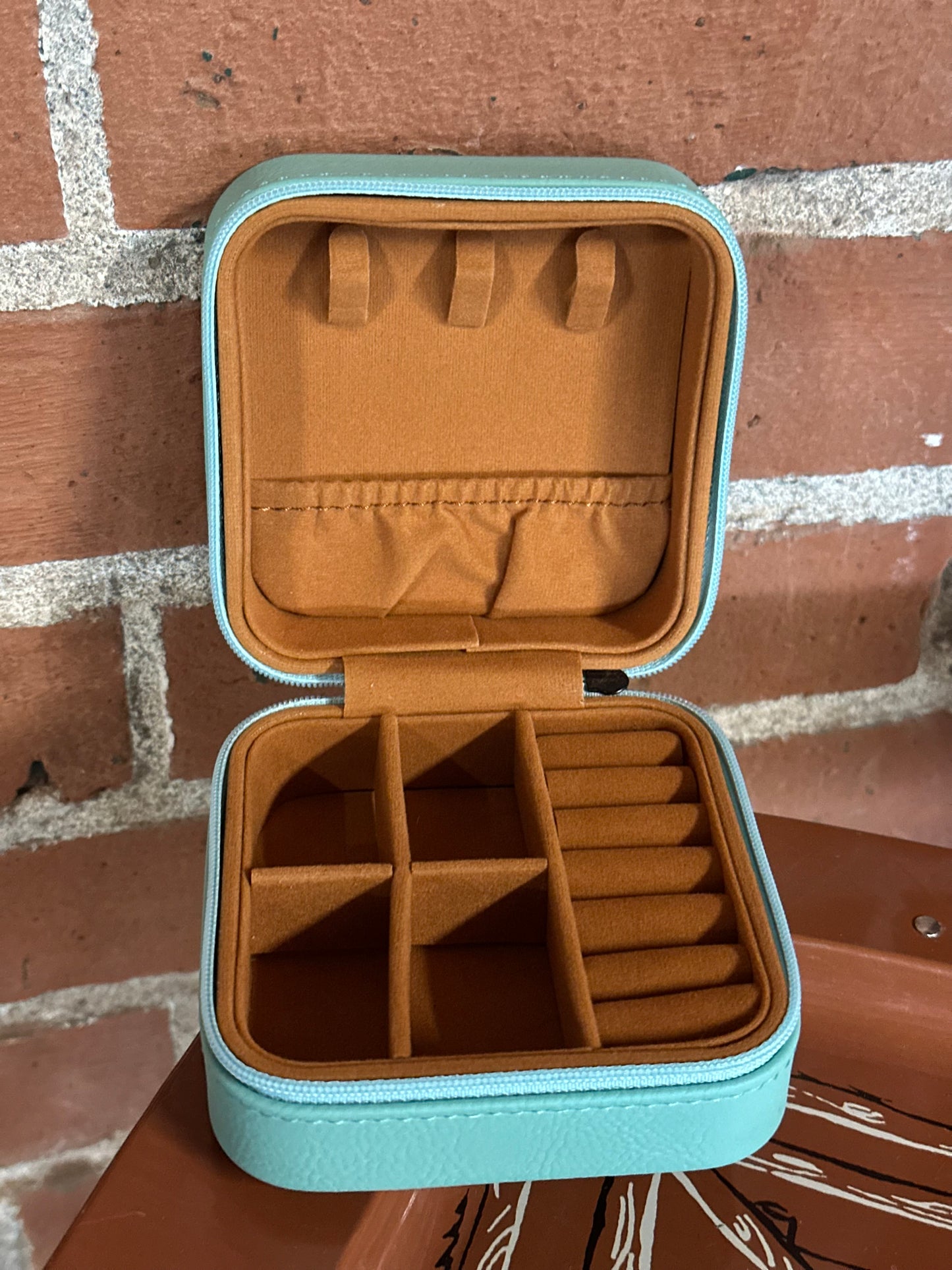 Hold Your Horses Small Teal Travel Jewelry Box