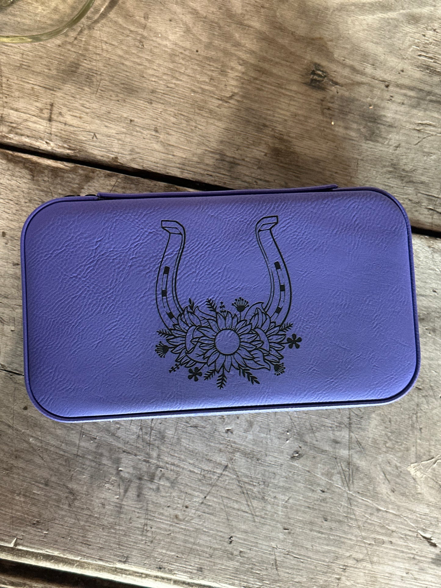 Large Purple Lucky Horseshoe Travel Jewelry Box
