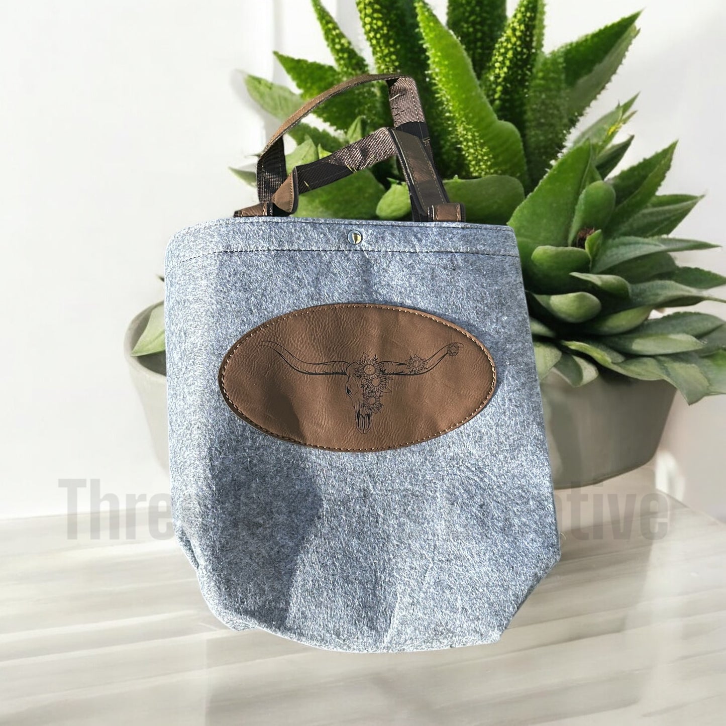 Longhorn Flannel Felt Tote Bag