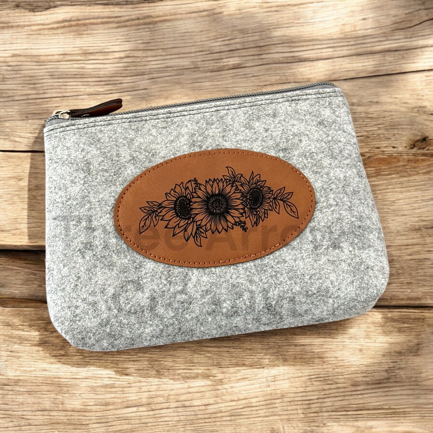 Sunflower Flannel Felt Zippered Pouch