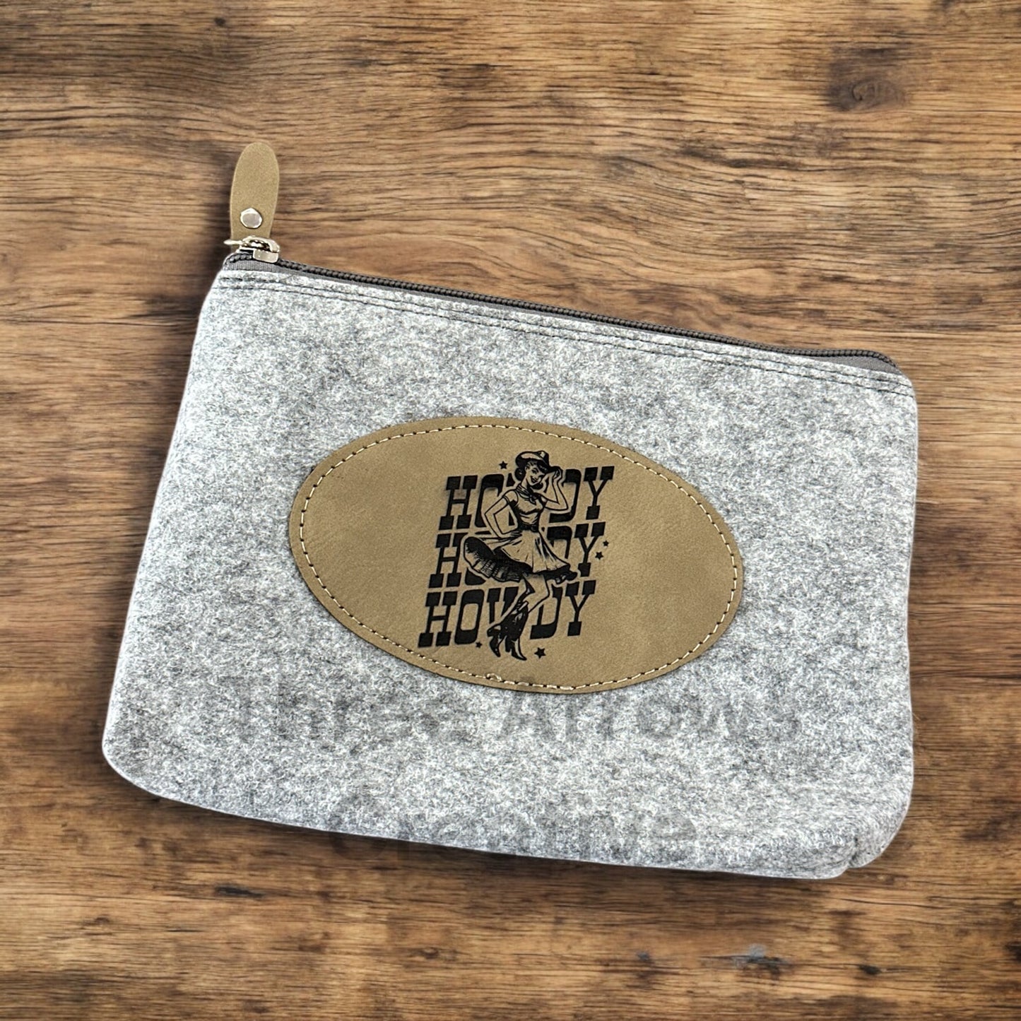 Howdy Flannel Felt Zippered Bag