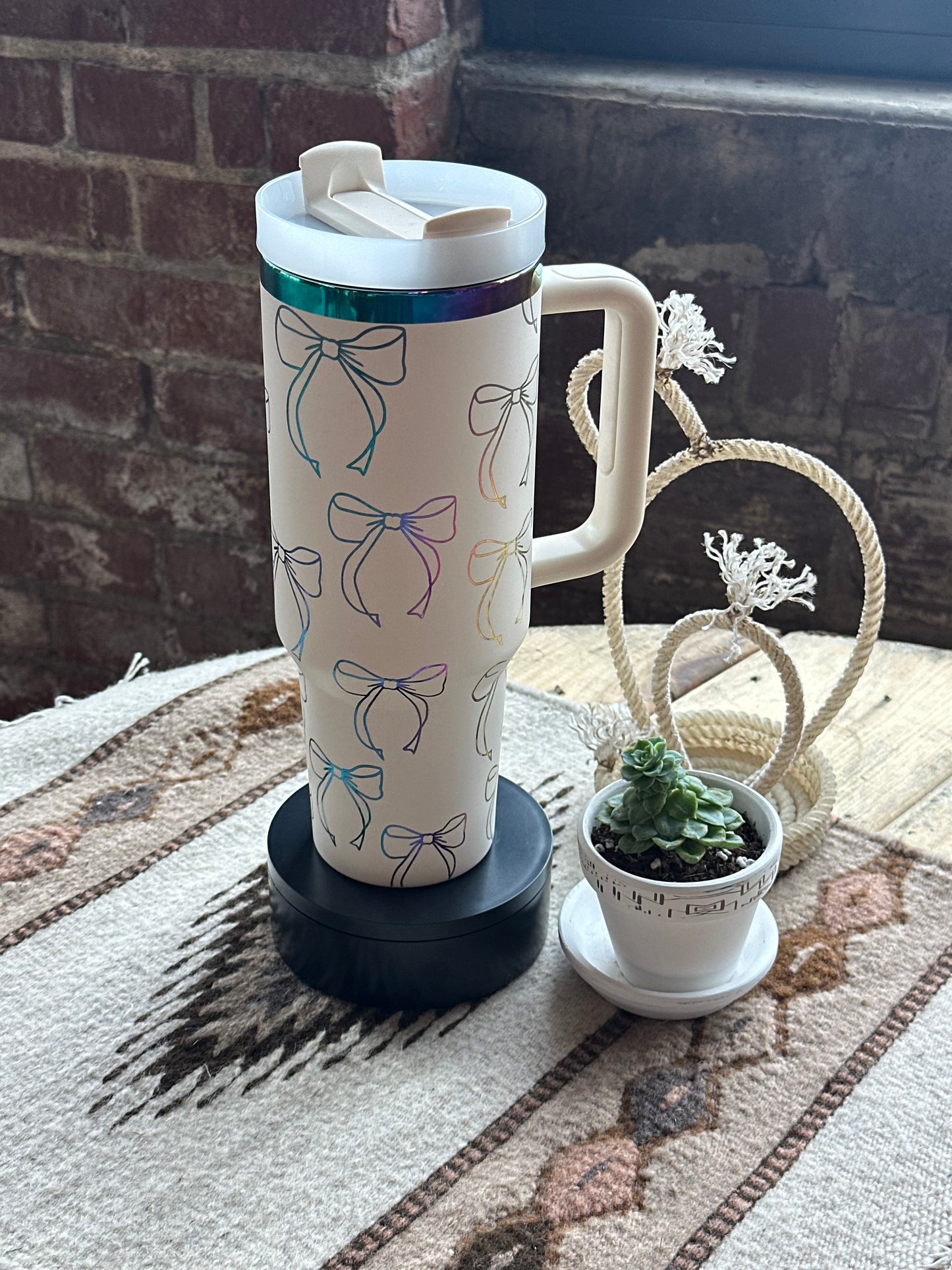 White Rainbow Bow Tumbler