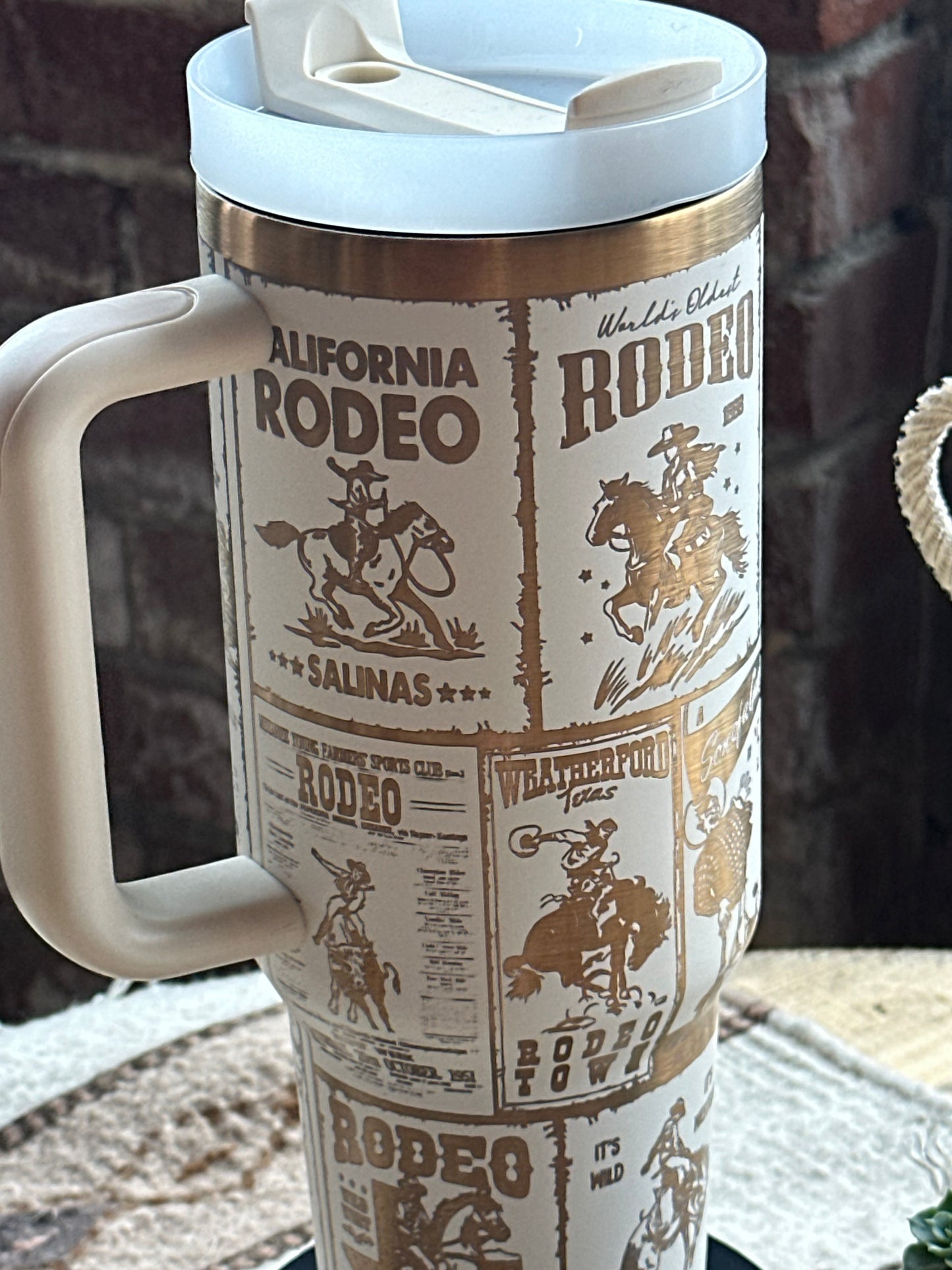 White and Copper Rodeo Poster Tumbler