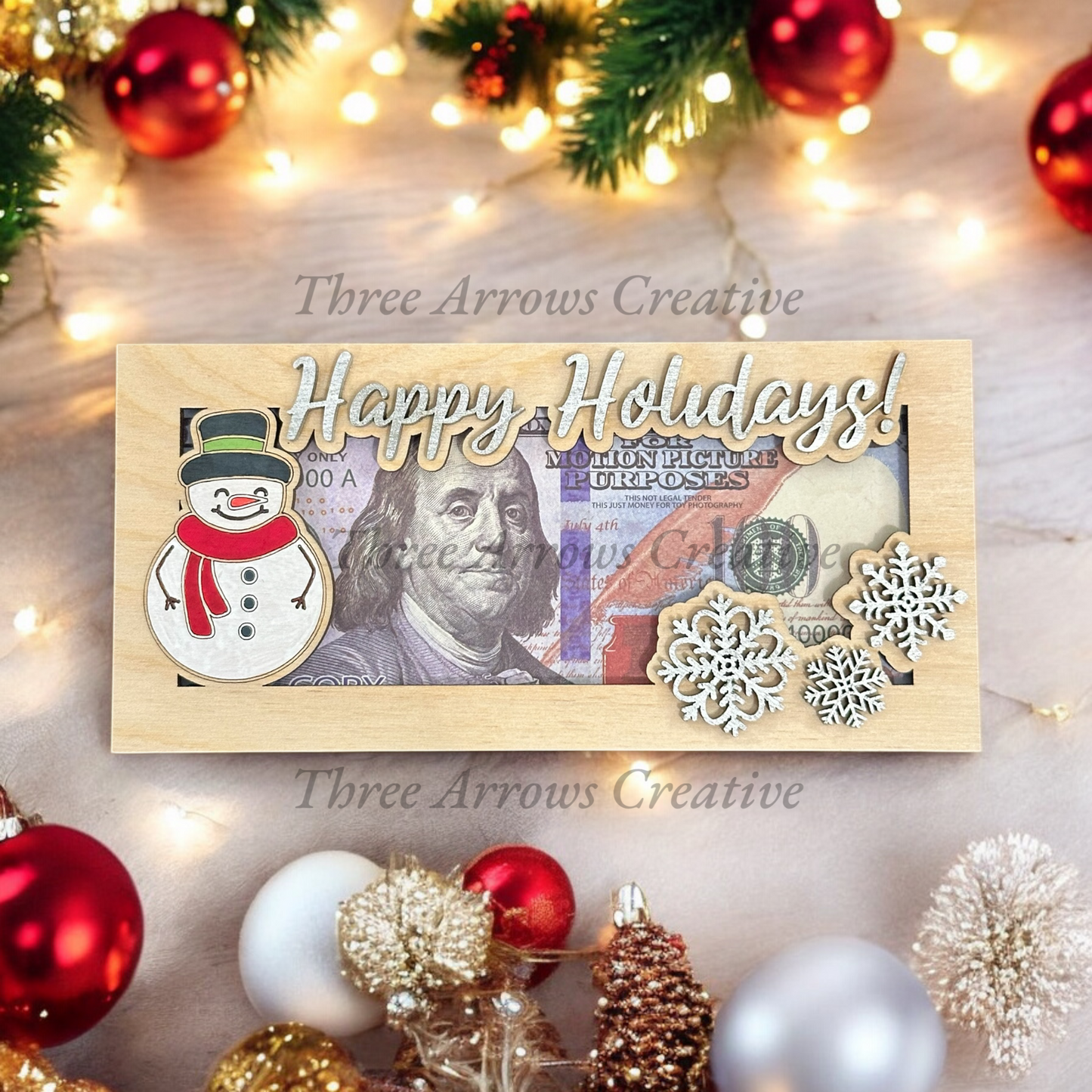 Happy Holidays Snowman Money Holder