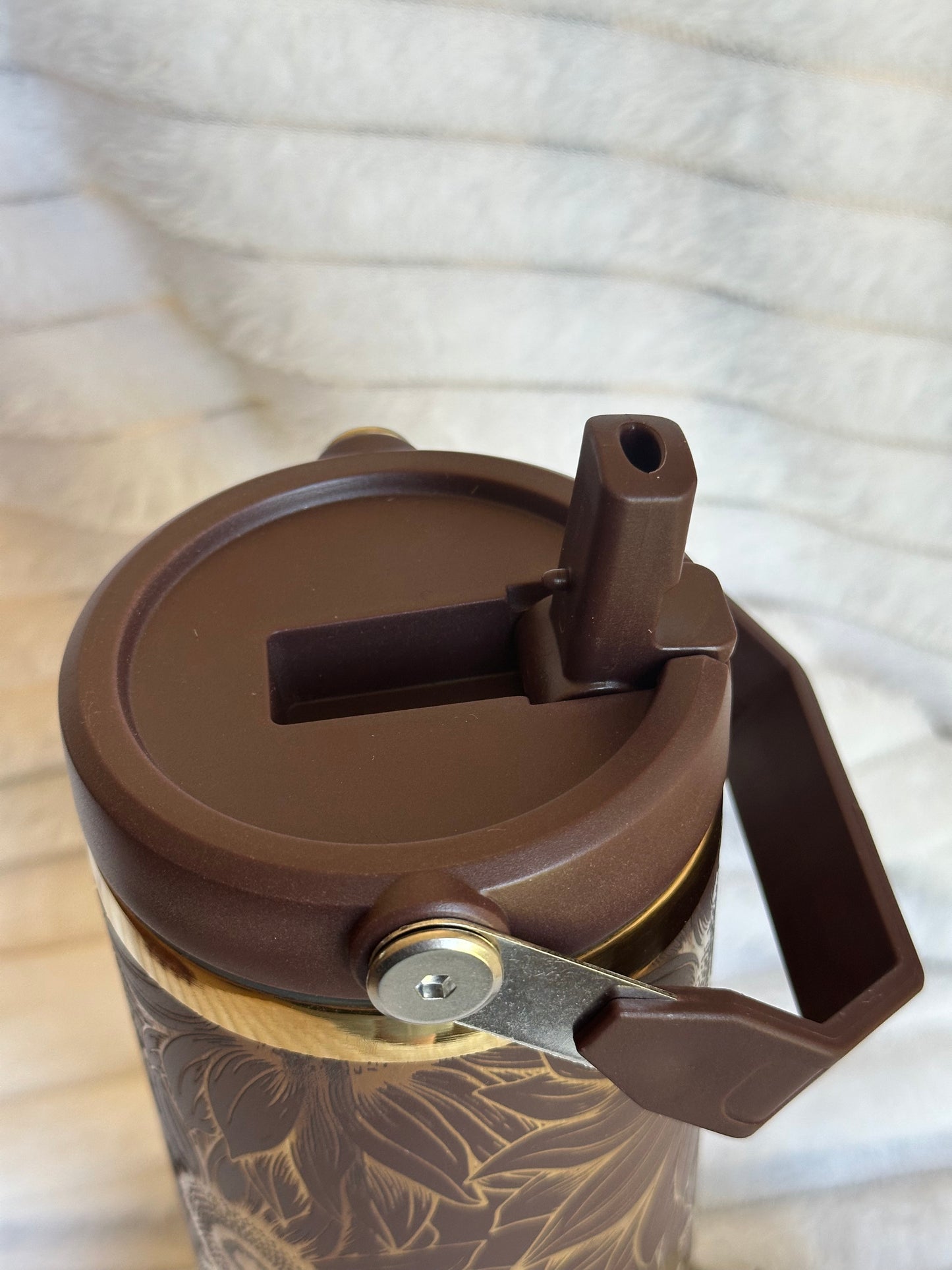 30oz Sunflower Brown Tumbler With Flip Straw