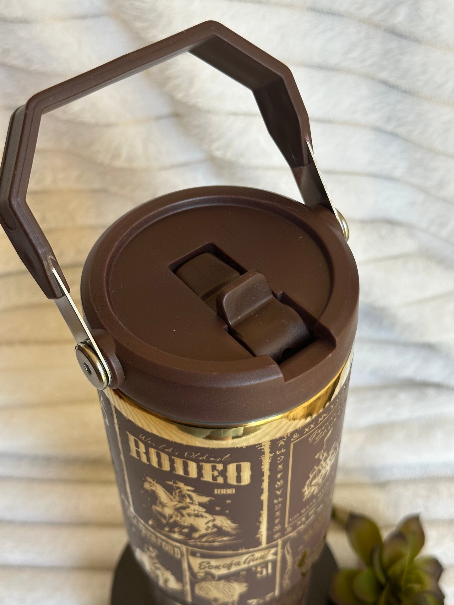 30oz Brown and Gold Vintage Rodeo Poster Flip Straw Tumbler