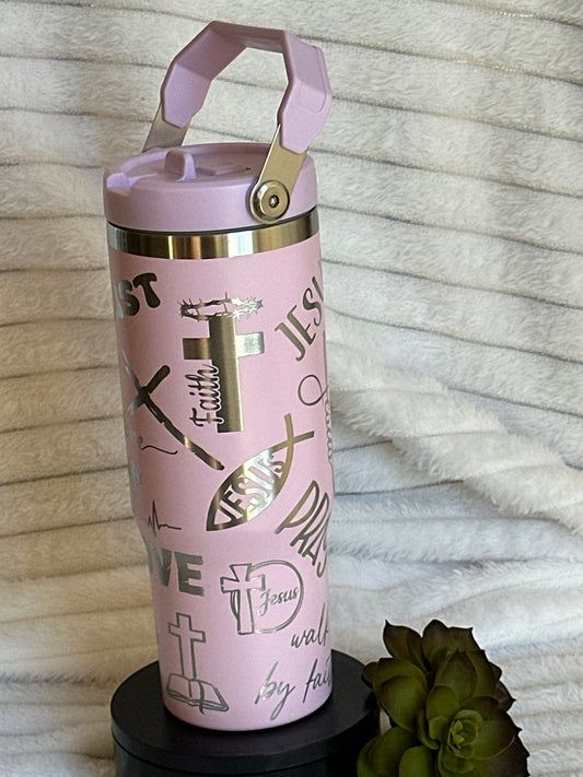 30oz Lavender Jesus Tumbler With Flip Straw