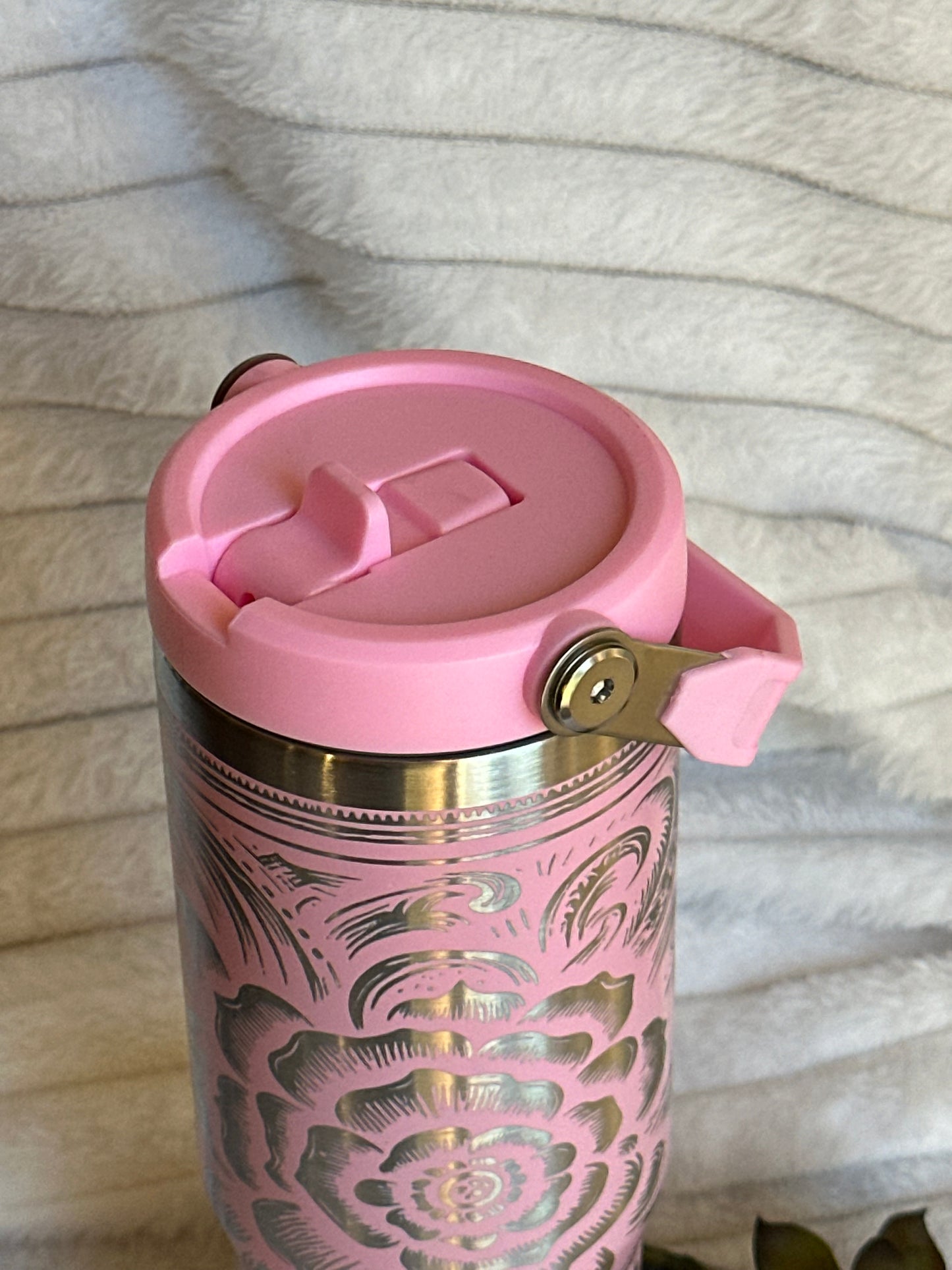 30oz Pink Flip Straw Tumbler with Handle