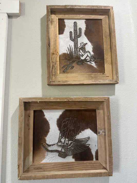 Small Engraved Cowhide Picture