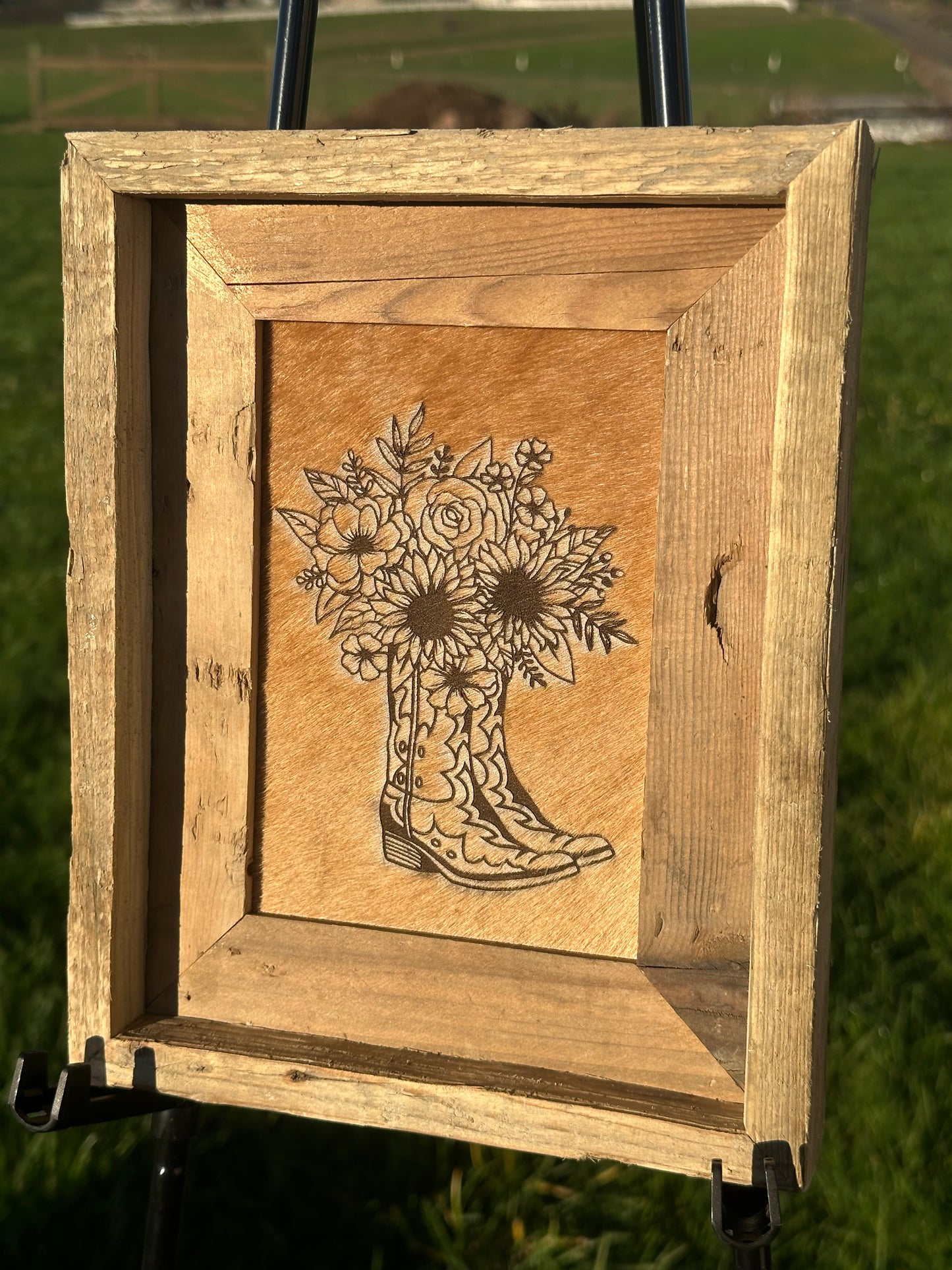 Mini Engraved Cowhide Picture-Floral Boots