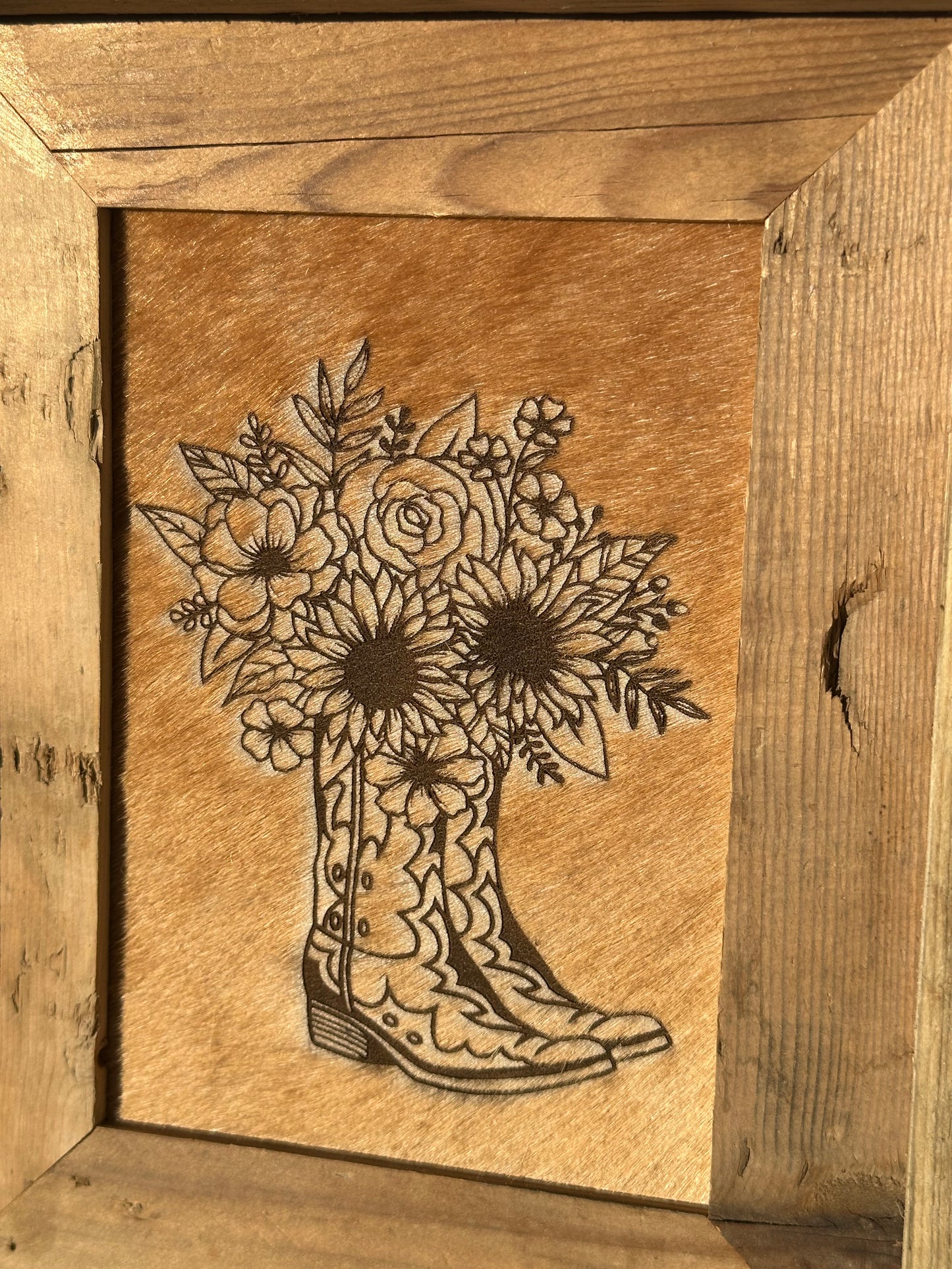 Mini Engraved Cowhide Picture-Floral Boots