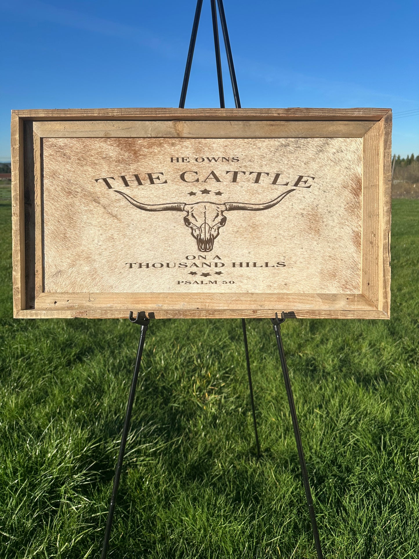 Extra Large Engraved Cowhide Picture- A Thousand Hills