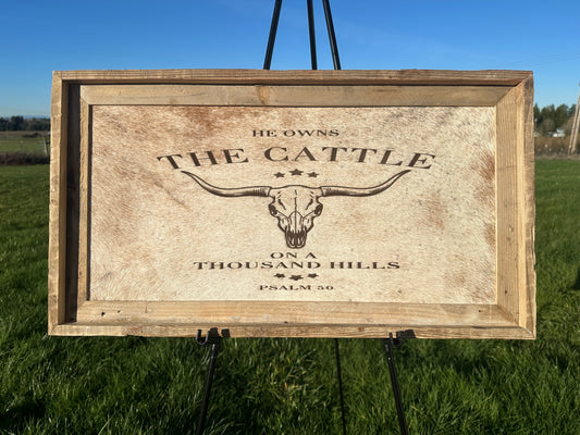 Extra Large Engraved Cowhide Picture- A Thousand Hills