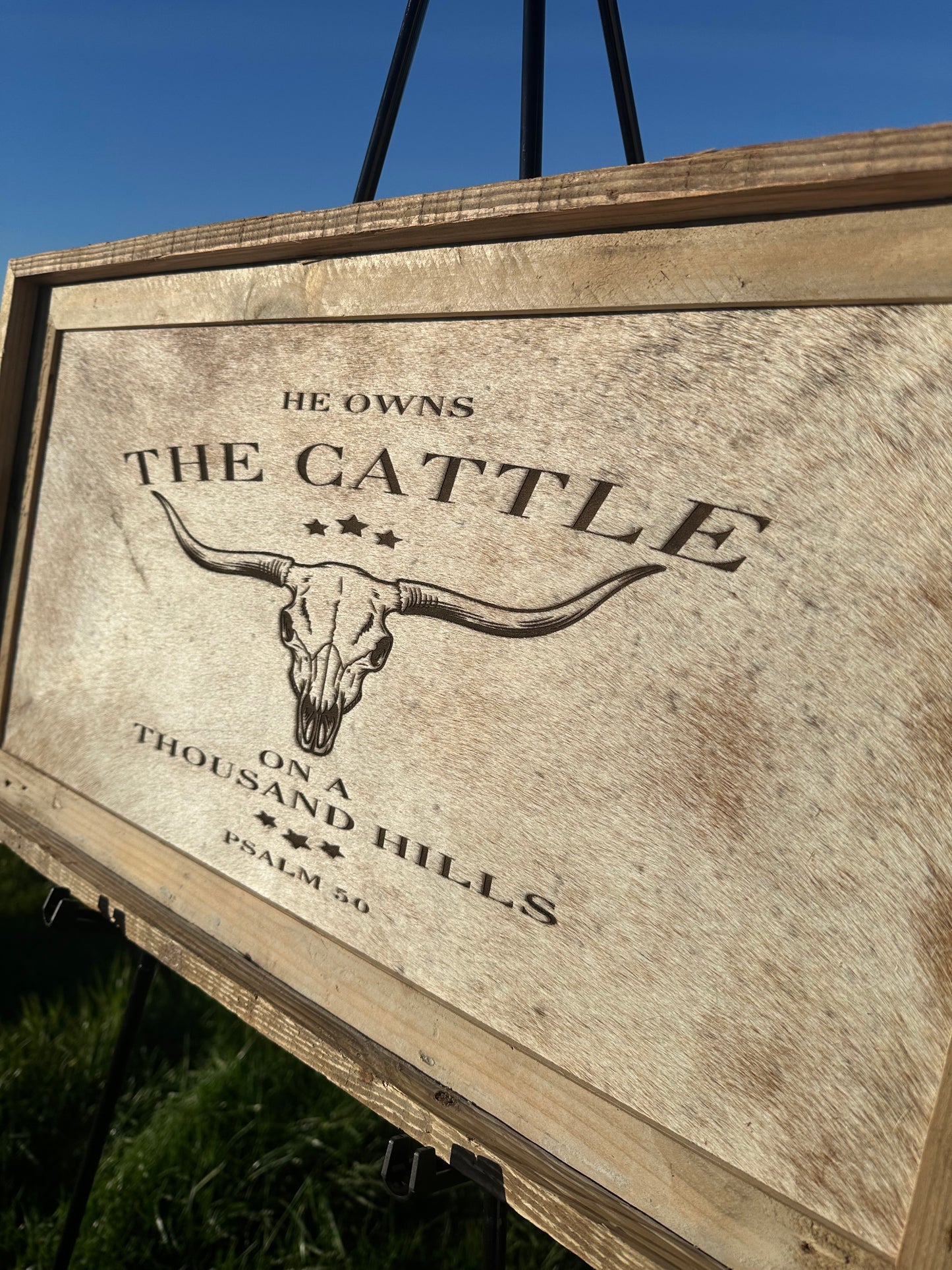 Extra Large Engraved Cowhide Picture- A Thousand Hills