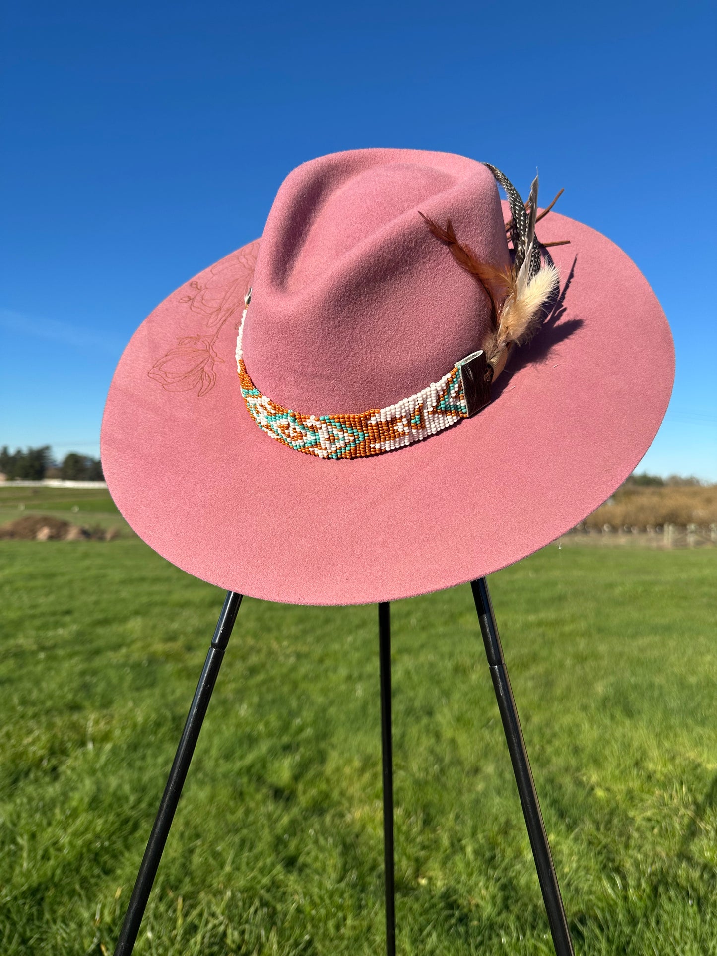Pink Engraved Rancher Hat