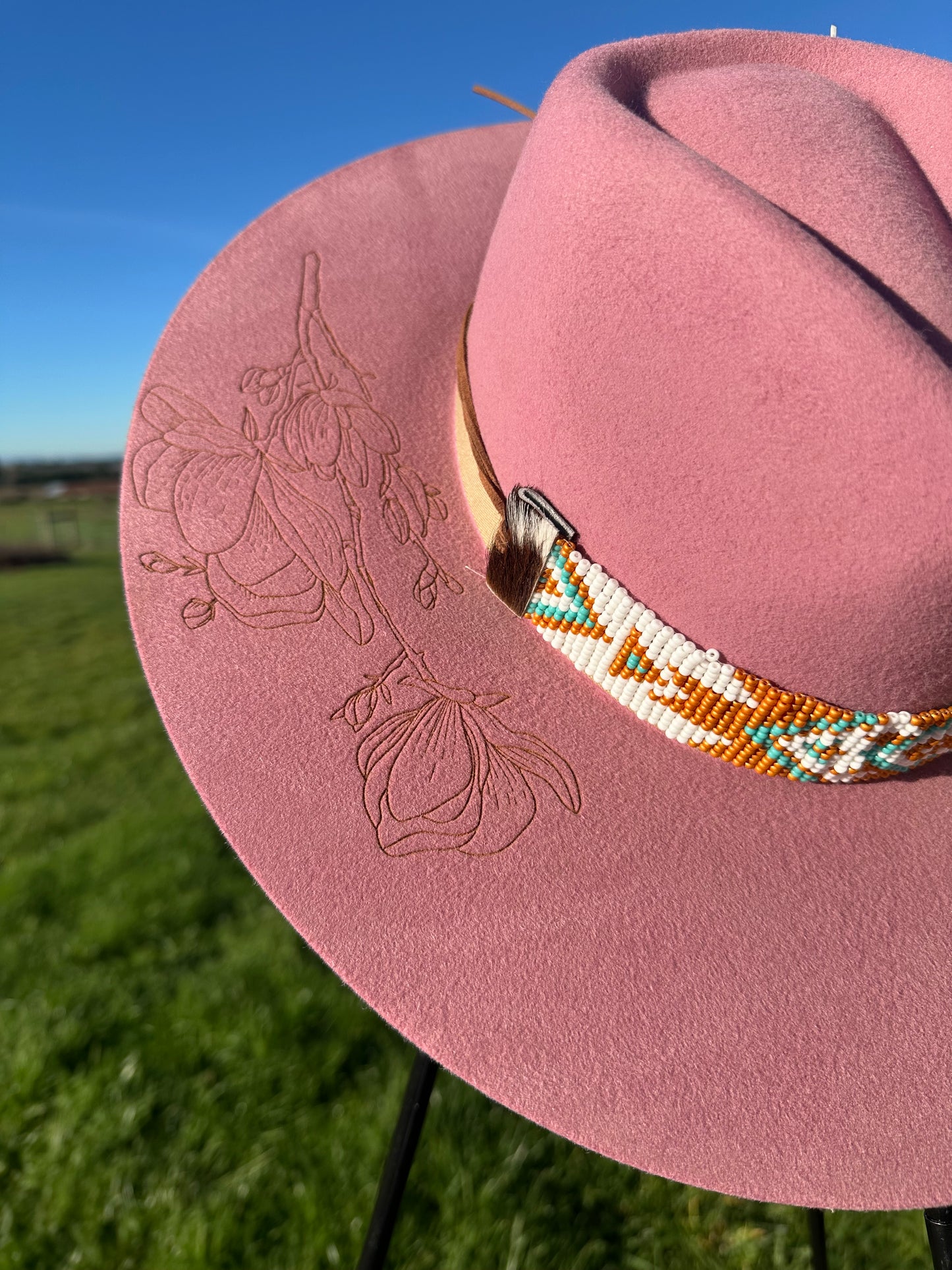 Pink Engraved Rancher Hat