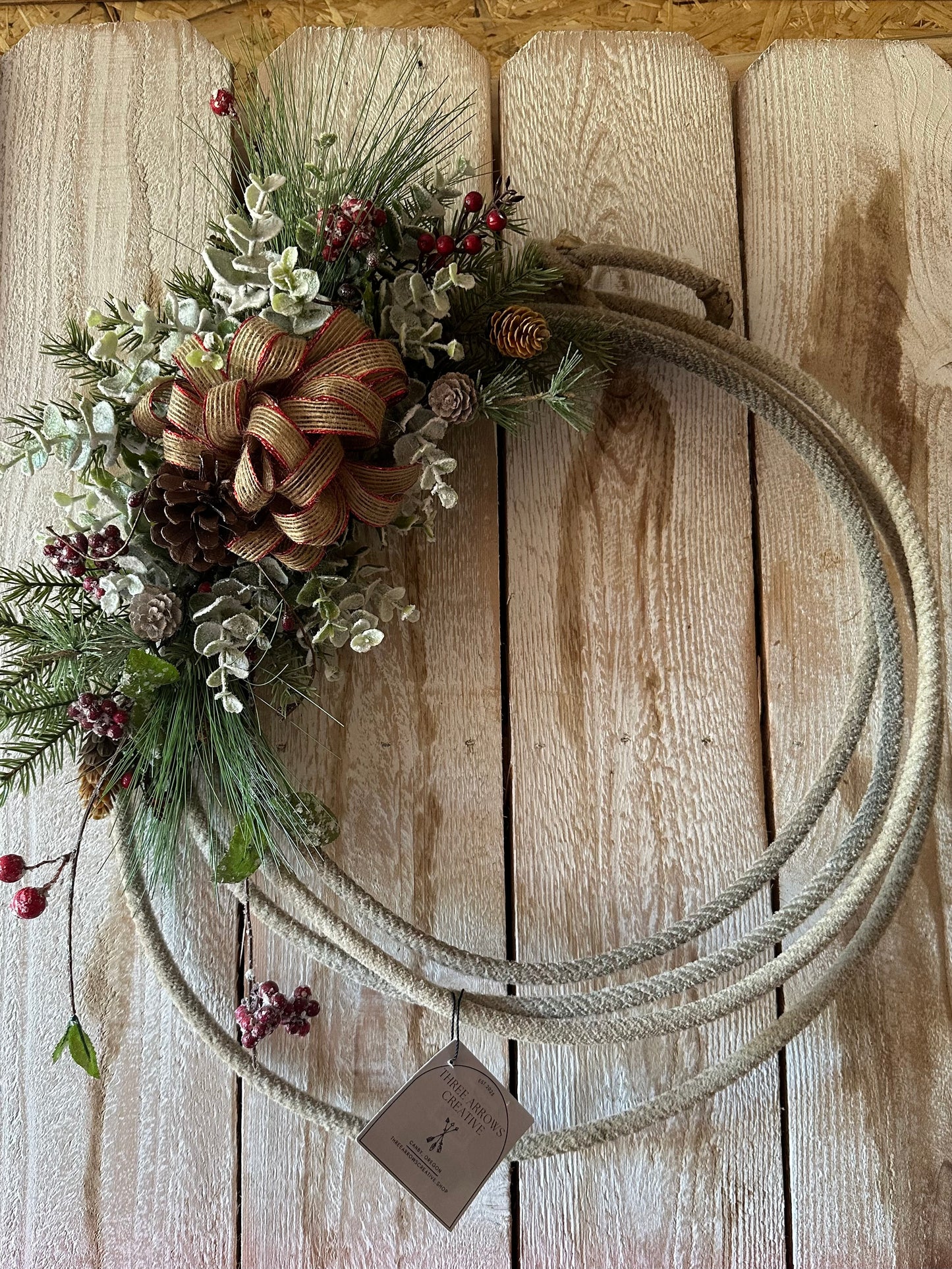 Lariat Wreath-Christmas Bow