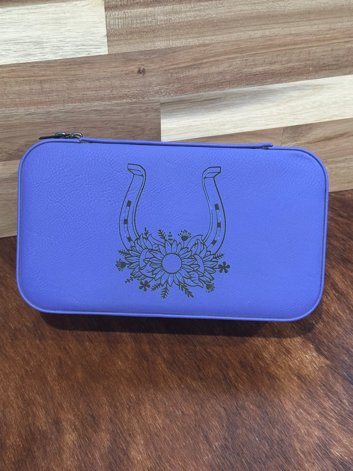 Large Purple Lucky Horseshoe Travel Jewelry Box