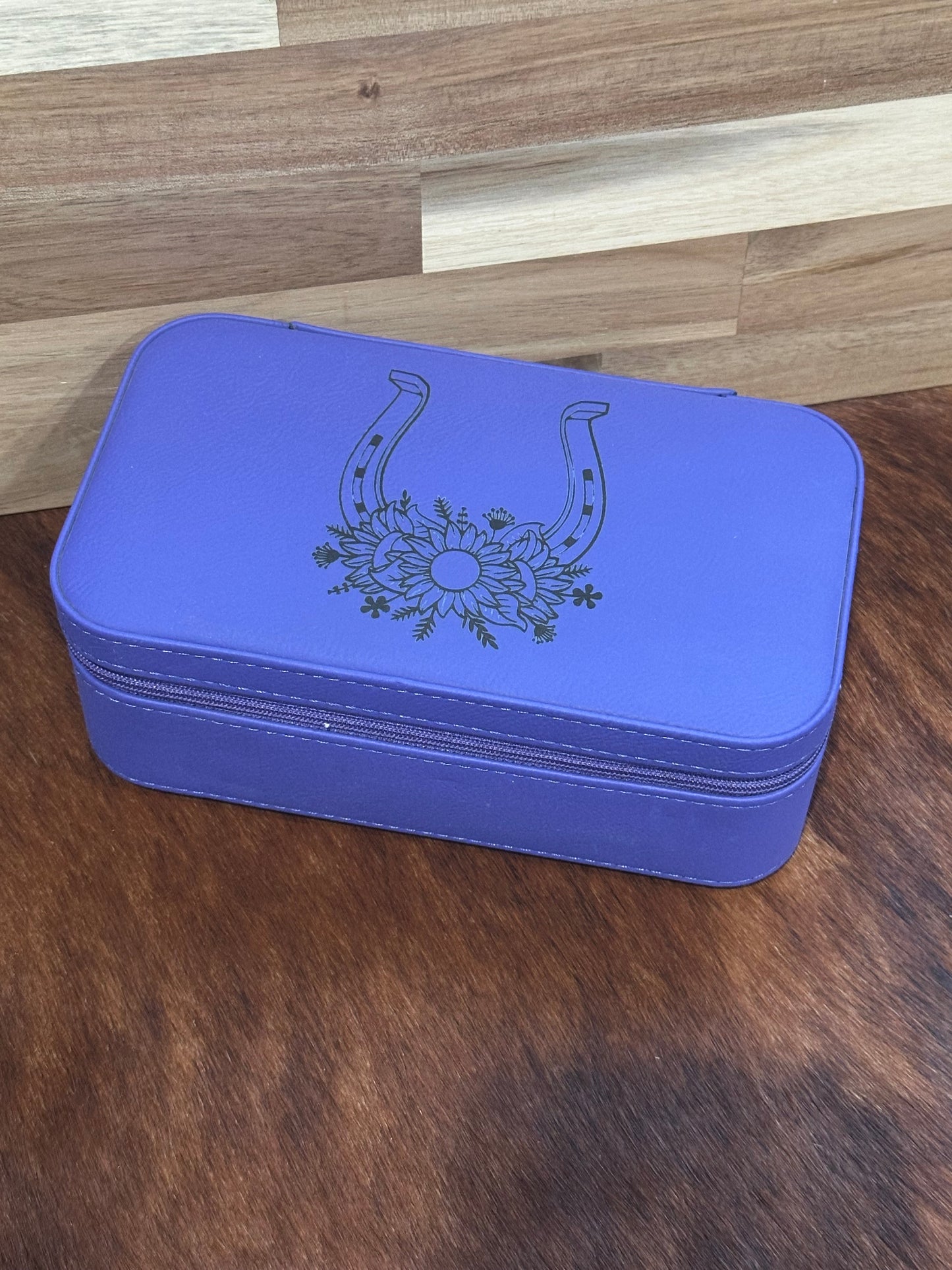 Large Purple Lucky Horseshoe Travel Jewelry Box