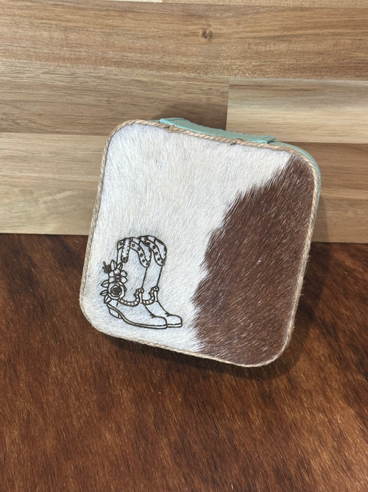 Cowboy Boot Small Teal Jewelry Box