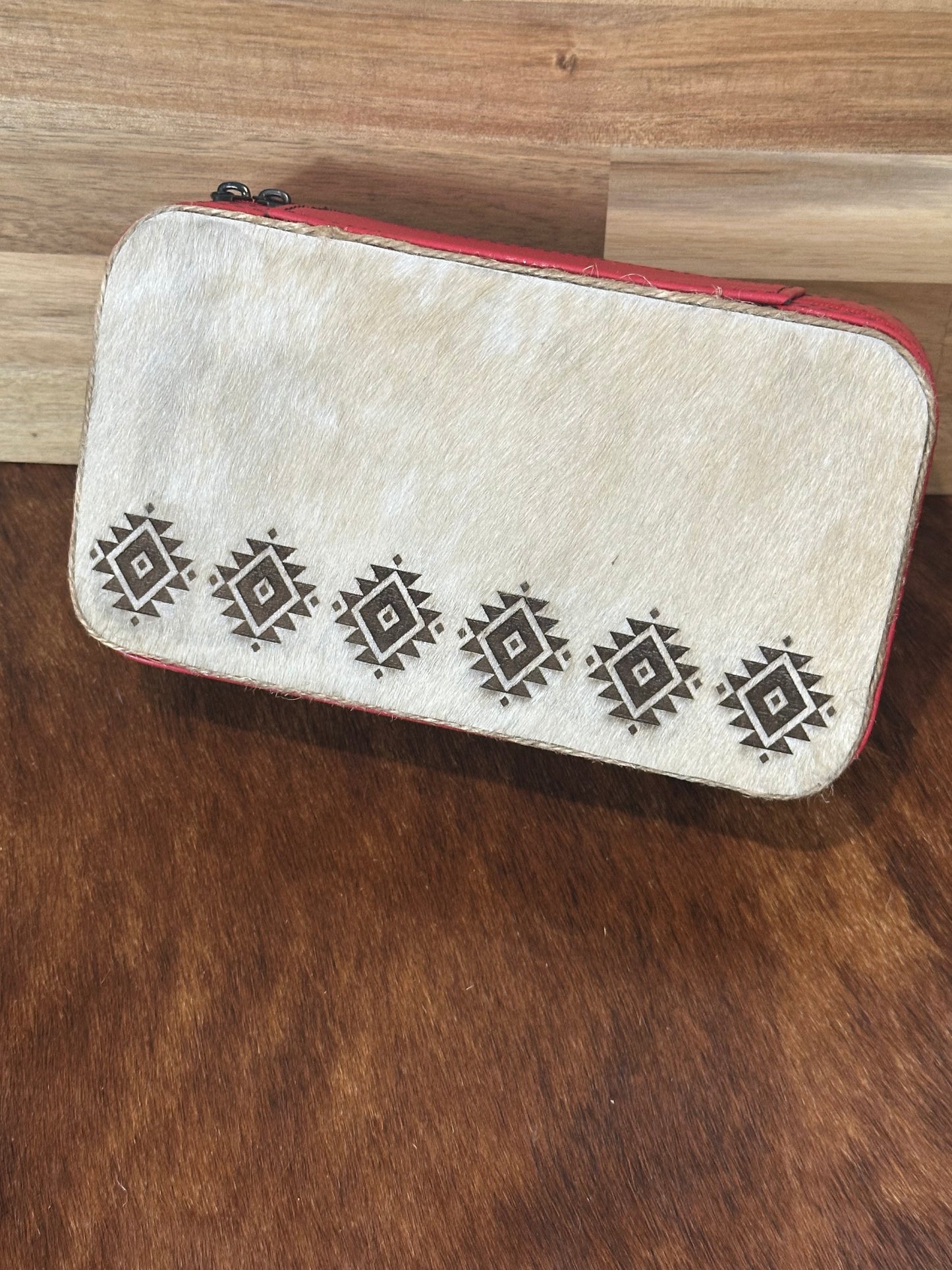 Red Hair On Hide Large Travel Jewelry Box