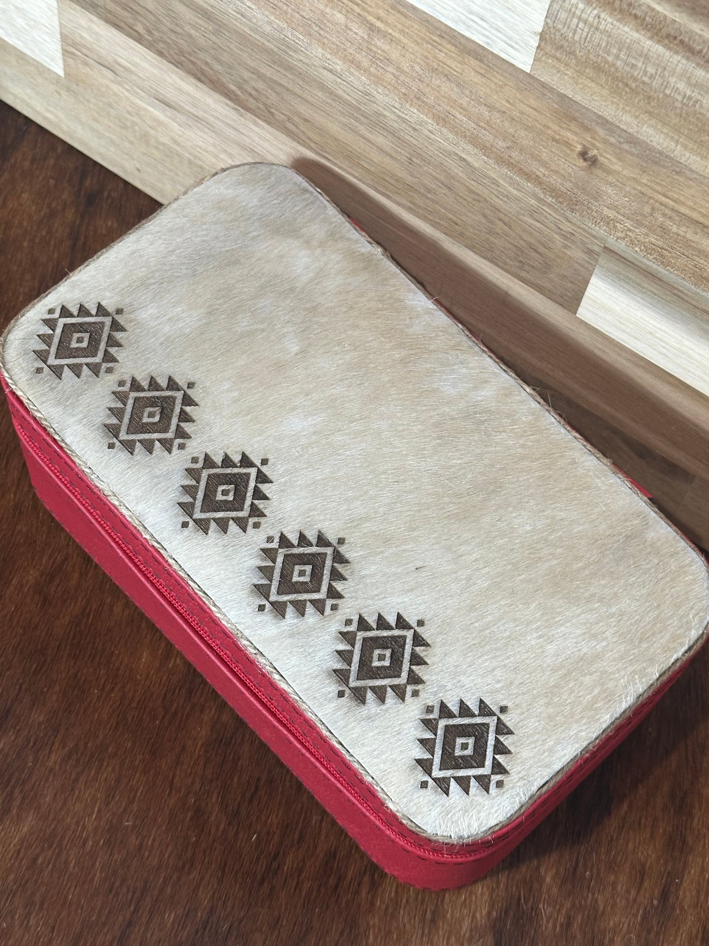 Red Hair On Hide Large Travel Jewelry Box