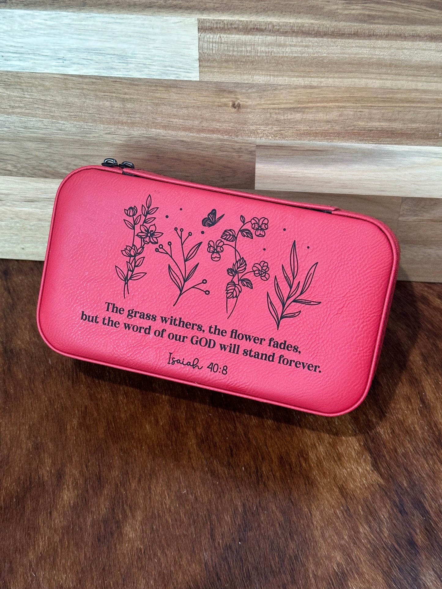 Large Red Isaiah 40:8 Jewelry Box