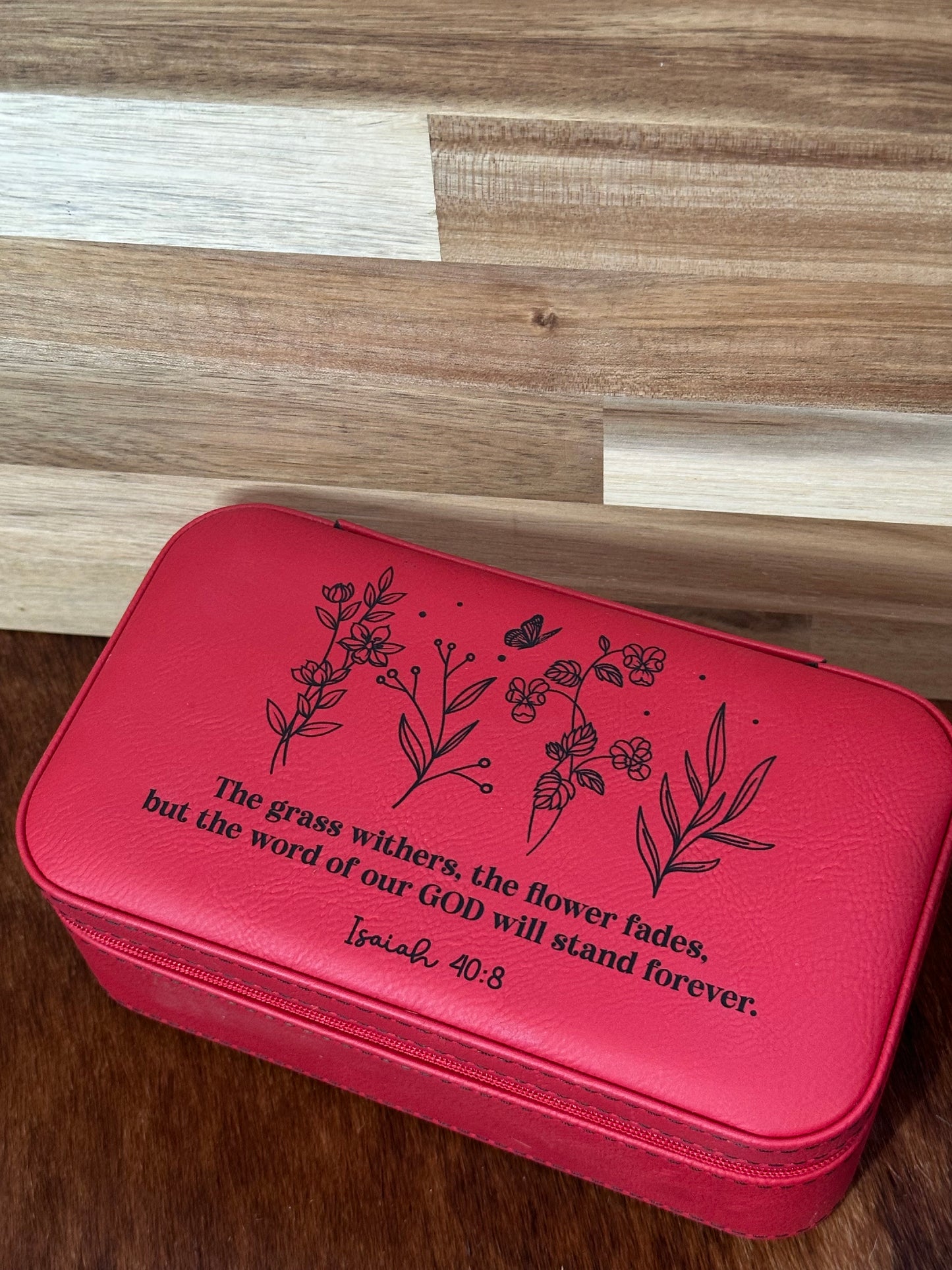 Large Red Isaiah 40:8 Jewelry Box
