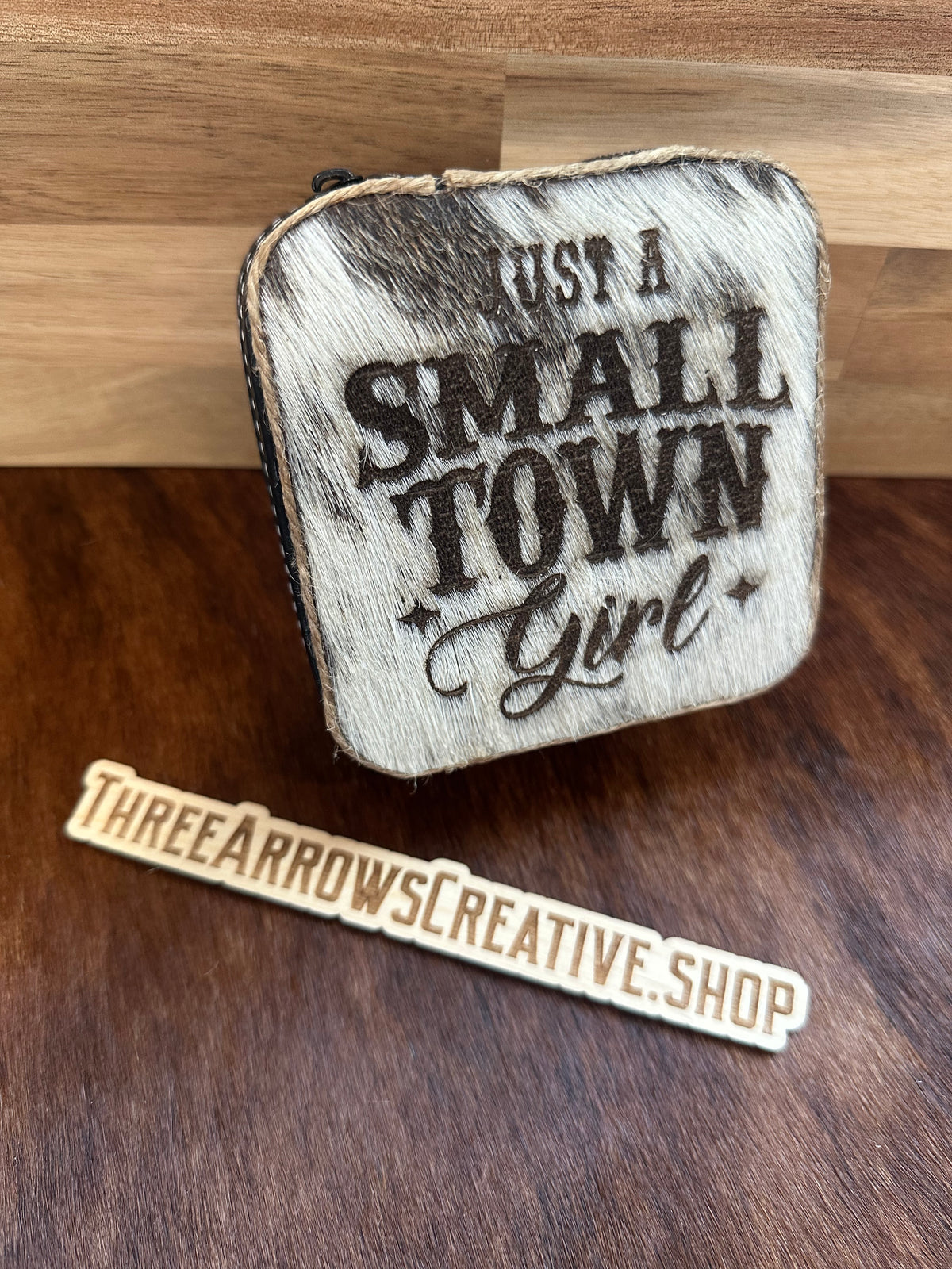 Black With Cowhide Small Town Girl Jewelry Box
