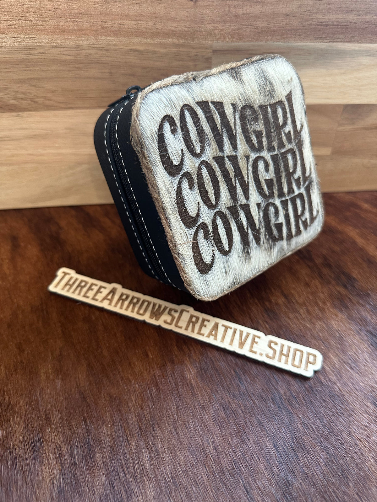 Black Cowhide Cowgirl Jewelry Box