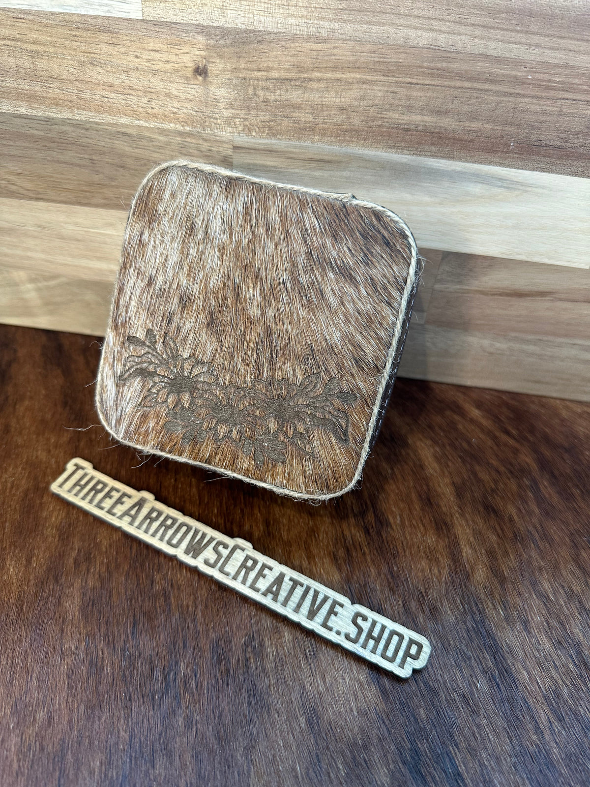 Brown Hair on Hide Sunflower Small Jewelry Box