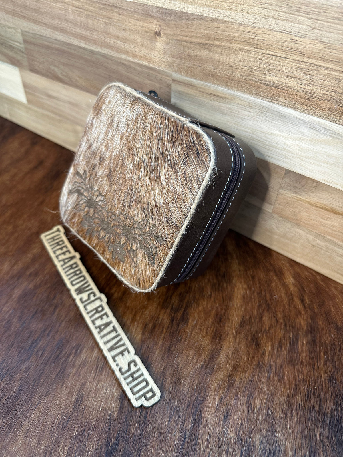 Brown Hair on Hide Sunflower Small Jewelry Box