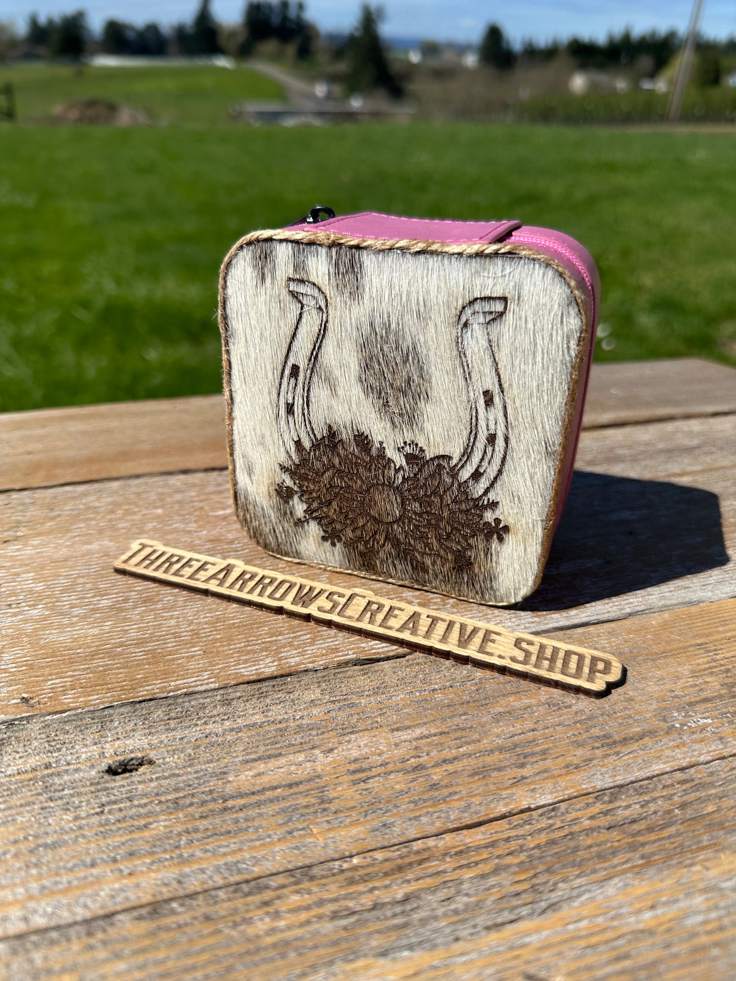 Pink Sunflower Horseshoe Jewelry Box