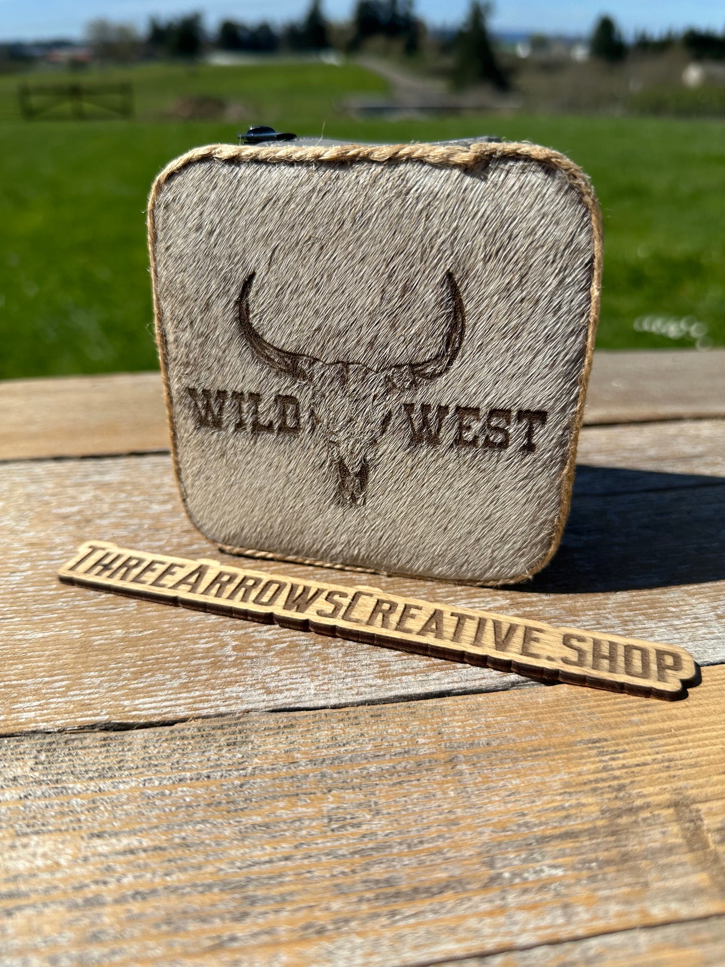 Wild West Skull Small Gray Jewelry Box