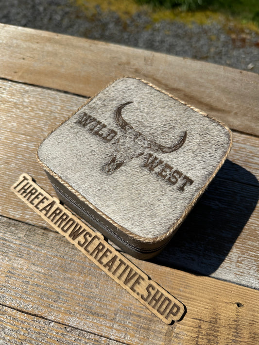 Wild West Skull Small Gray Jewelry Box