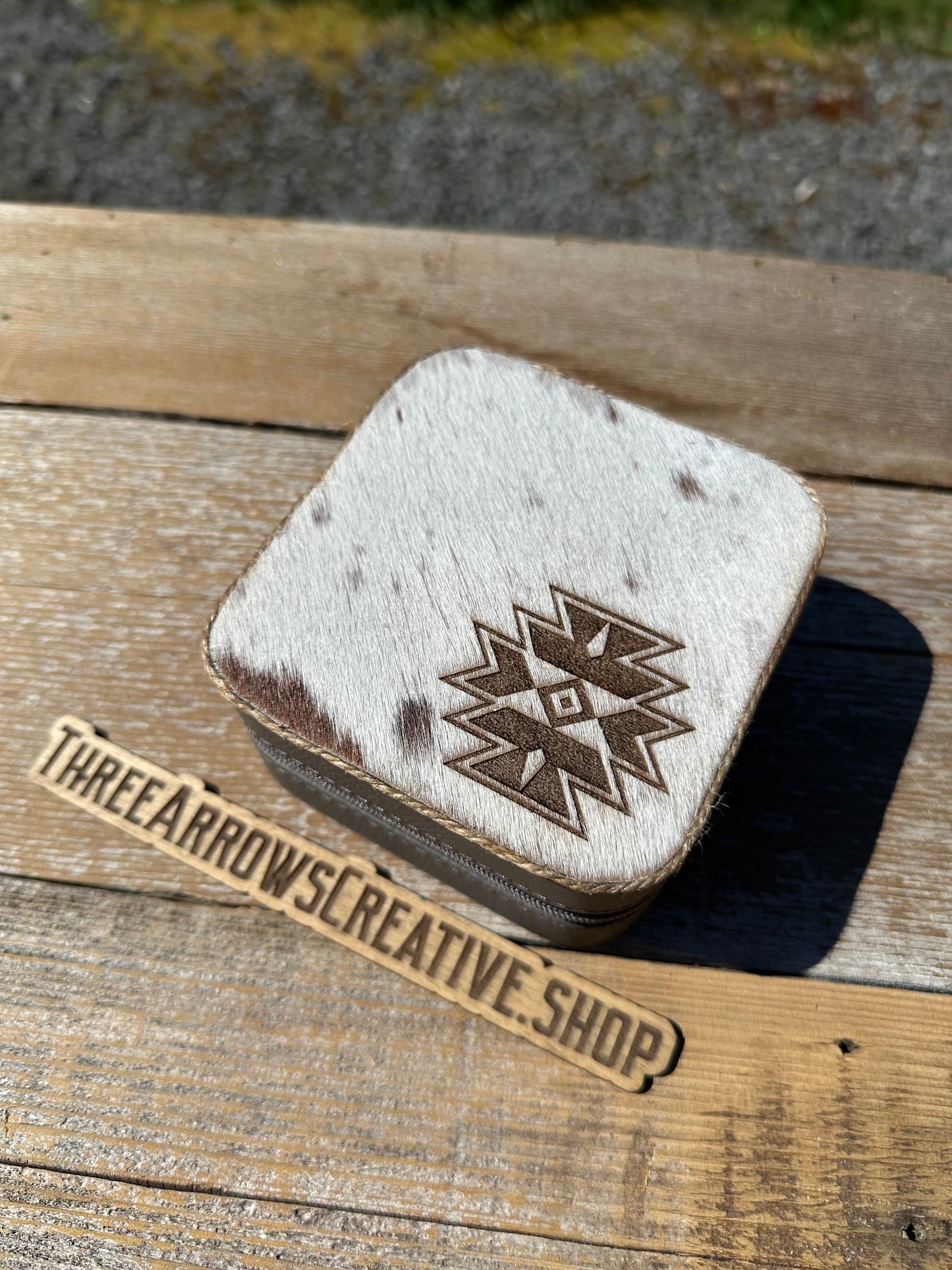 Gray Speckled Cowhide Jewelry Box