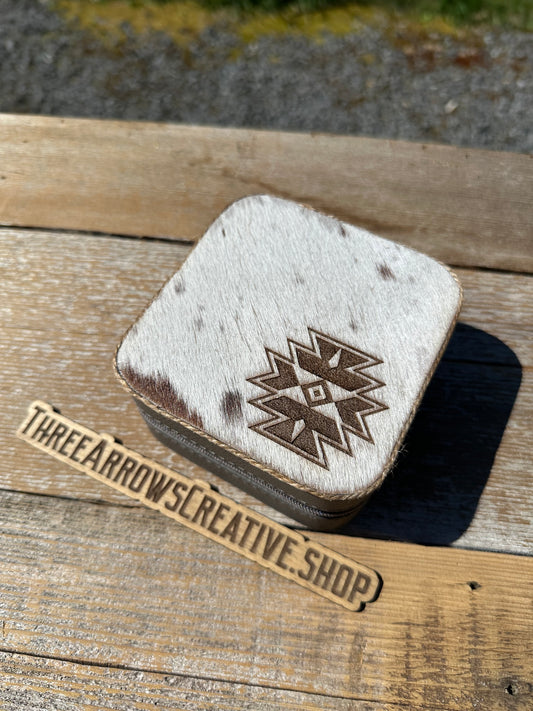 Gray Speckled Cowhide Jewelry Box